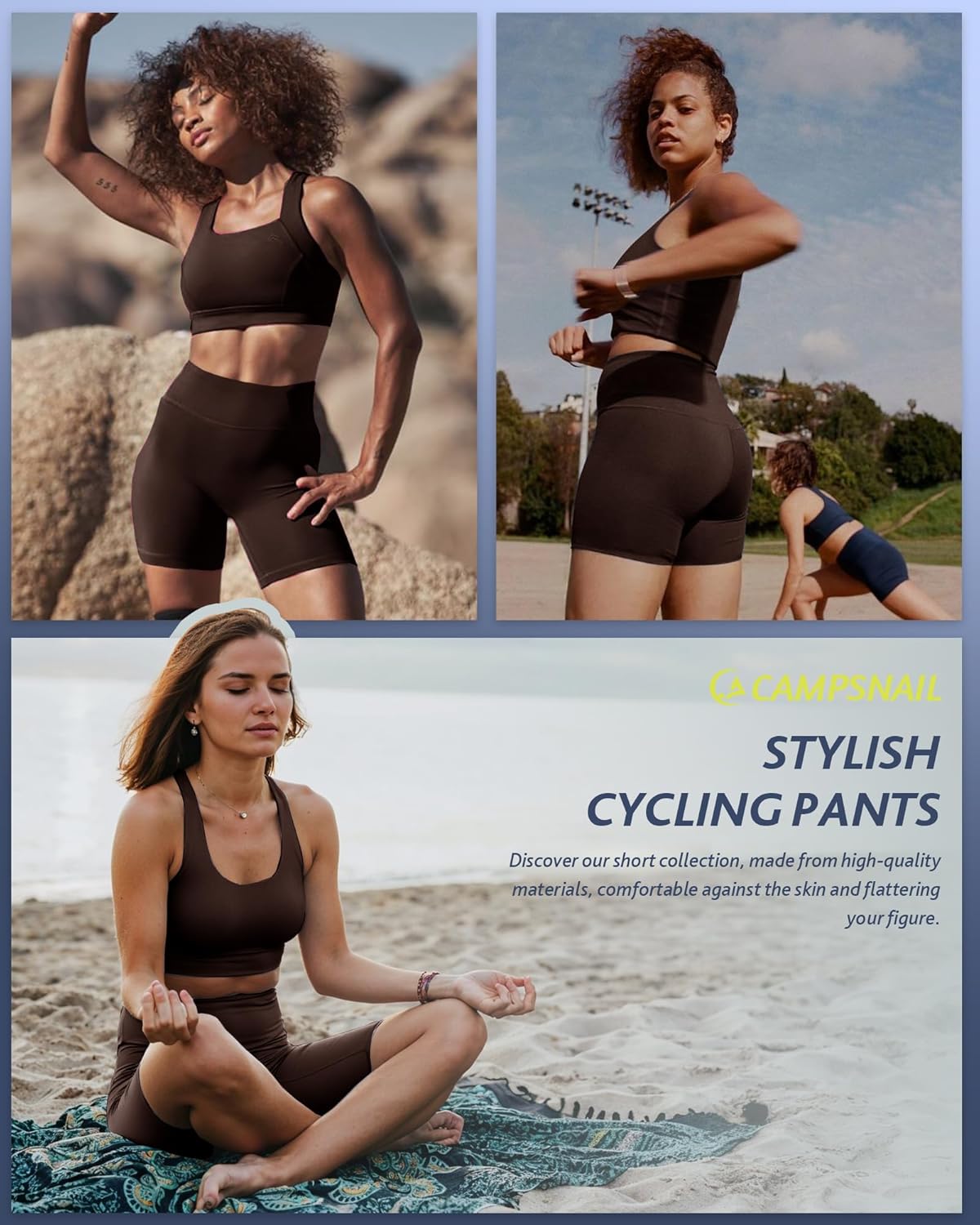 CAMPSNAIL Biker Shorts Women with Pockets - 3"/5"/8" High Waisted Workout Spandex Tummy Control Gym Running Yoga Shorts - Image 2