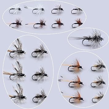 Fly Fishing Dry Flies/A Dozen/Caddis Parachute/DORATO Hares Ear/ELK Hari/GRIFFITHS GNAT/HEMMINGWAY/Parachute Adams/Royal Coachman/PEGS Midge Drake 6 Colors