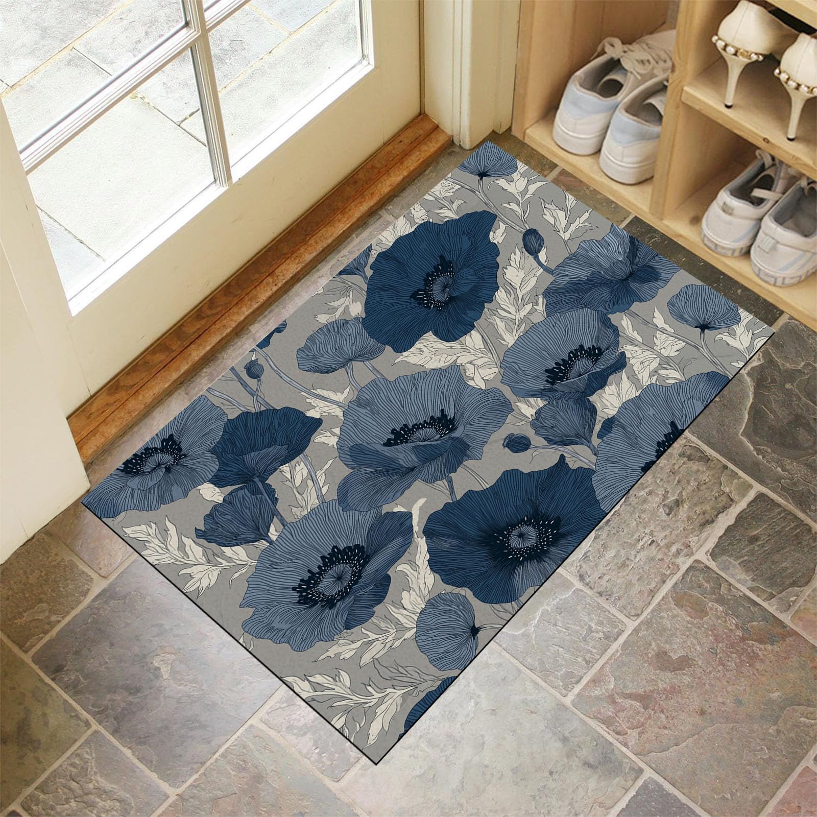 Tapis de cuisine pour entrée fin et lavable résolvant le blocage des portes