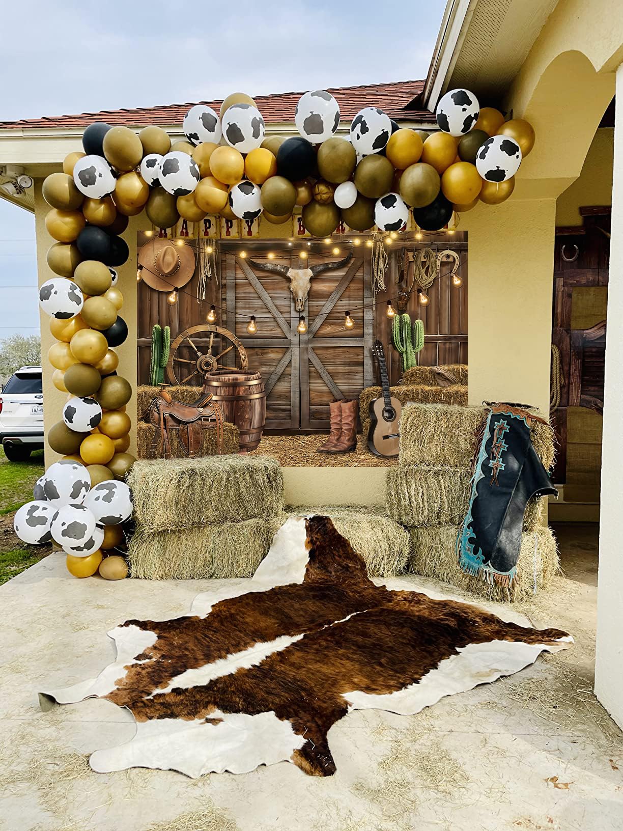 Western Cowboy Sfondo 3,4 x 2,4 m Wild West rustico casa in legno fienile sfondo fotografico per ritratti bambini ragazzo occidentale decorazioni per feste di compleanno forniture puntelli fotografici