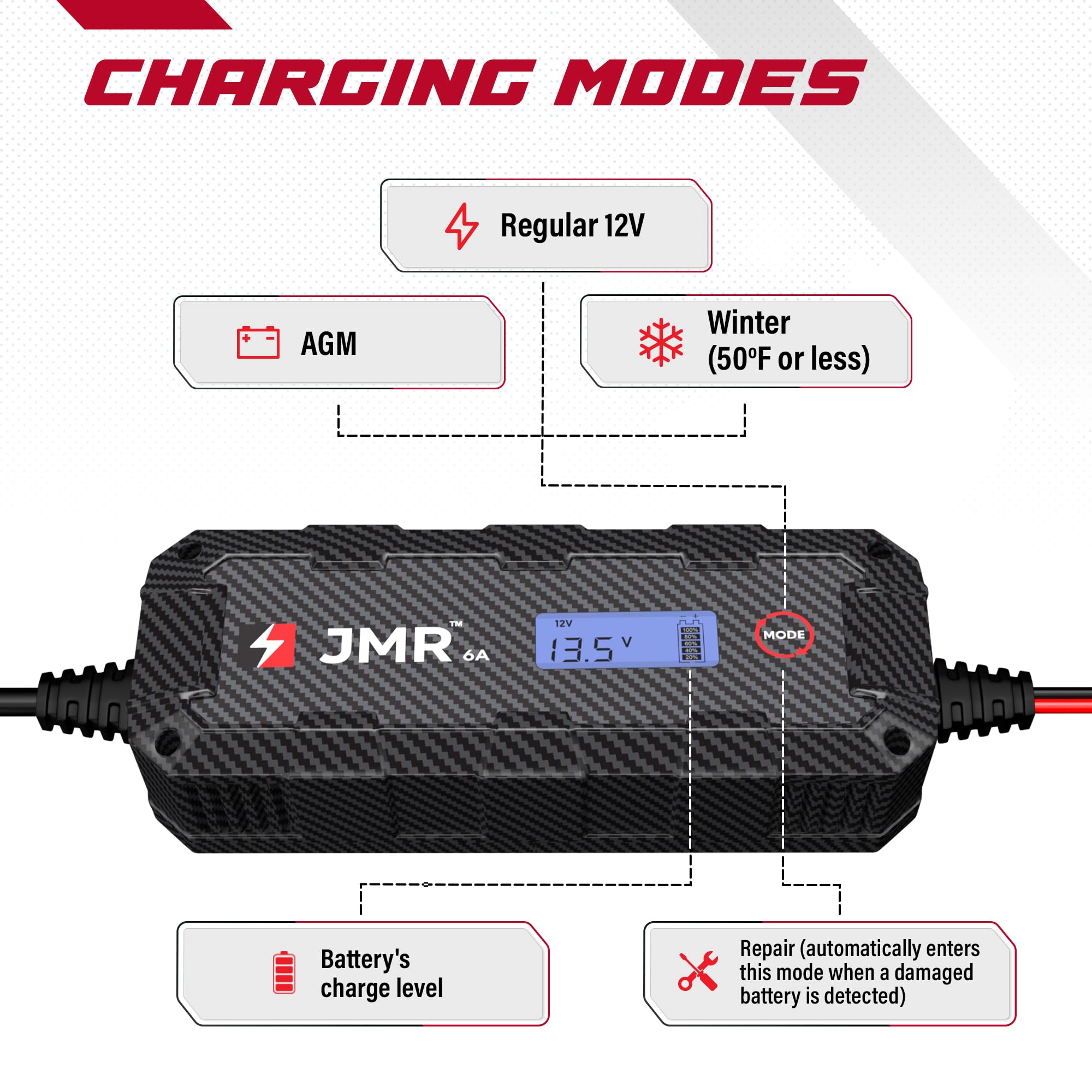 JMR Battery Charger for Bentley Continental GT Bentayga Flying Spur Mulsanne Trickle Charger Conditioner Maintainer (Magnetic Port, No Lithium Mode)