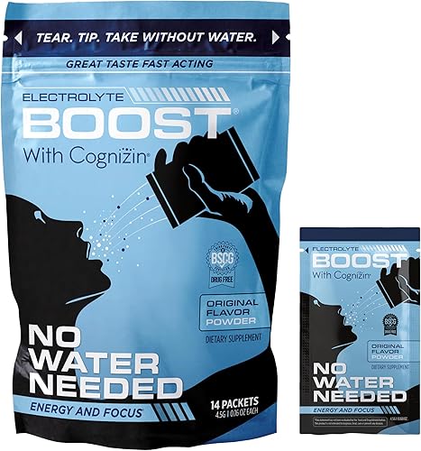 Paquetes de electrolitos en polvo con Cognizin tomar sin agua, suplemento que extiende la hidratación, sin azúcar, sin stevia, sin cafeína, sin