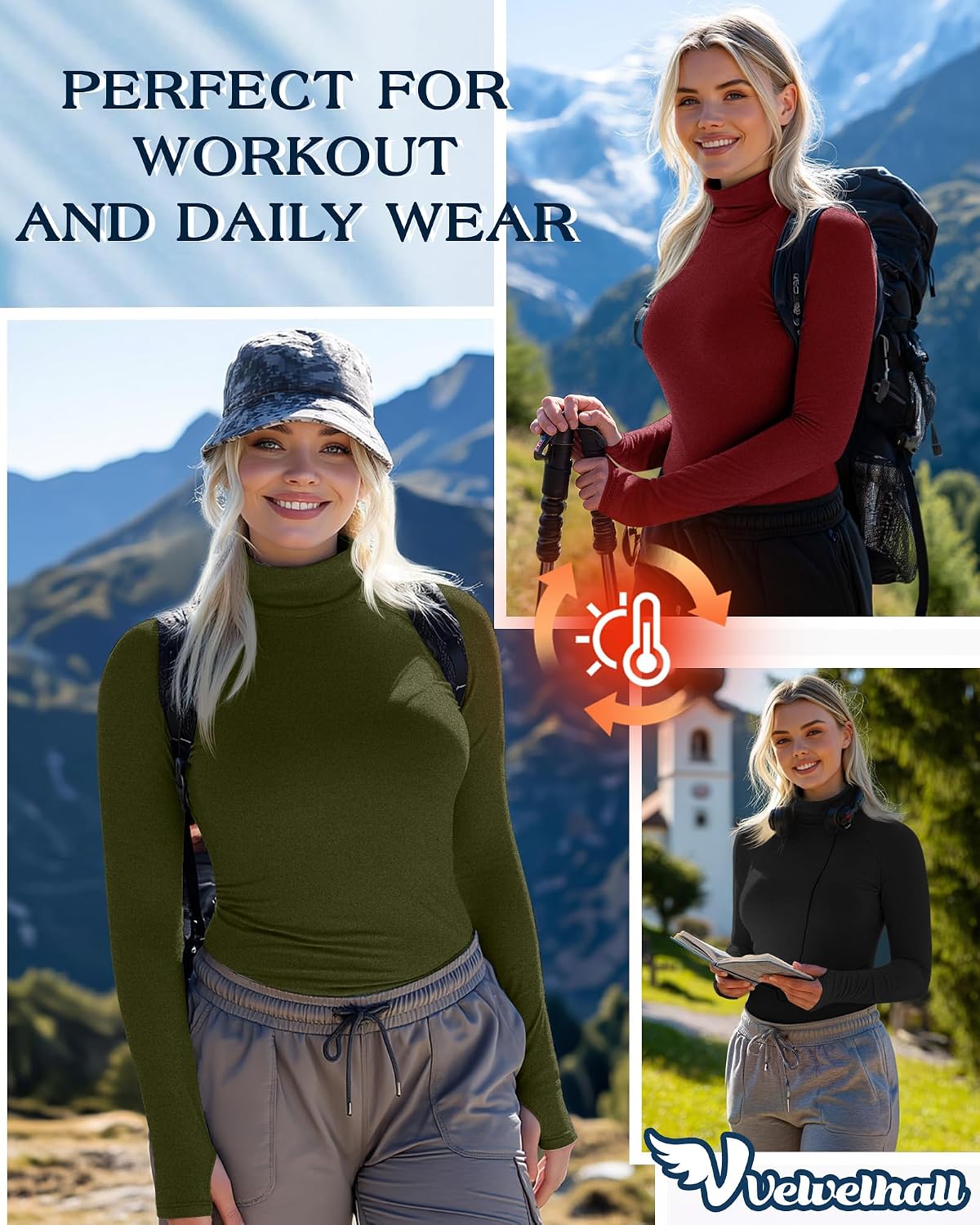 3 Pack Women Plus Size Turtleneck Tops Thermal Shirts