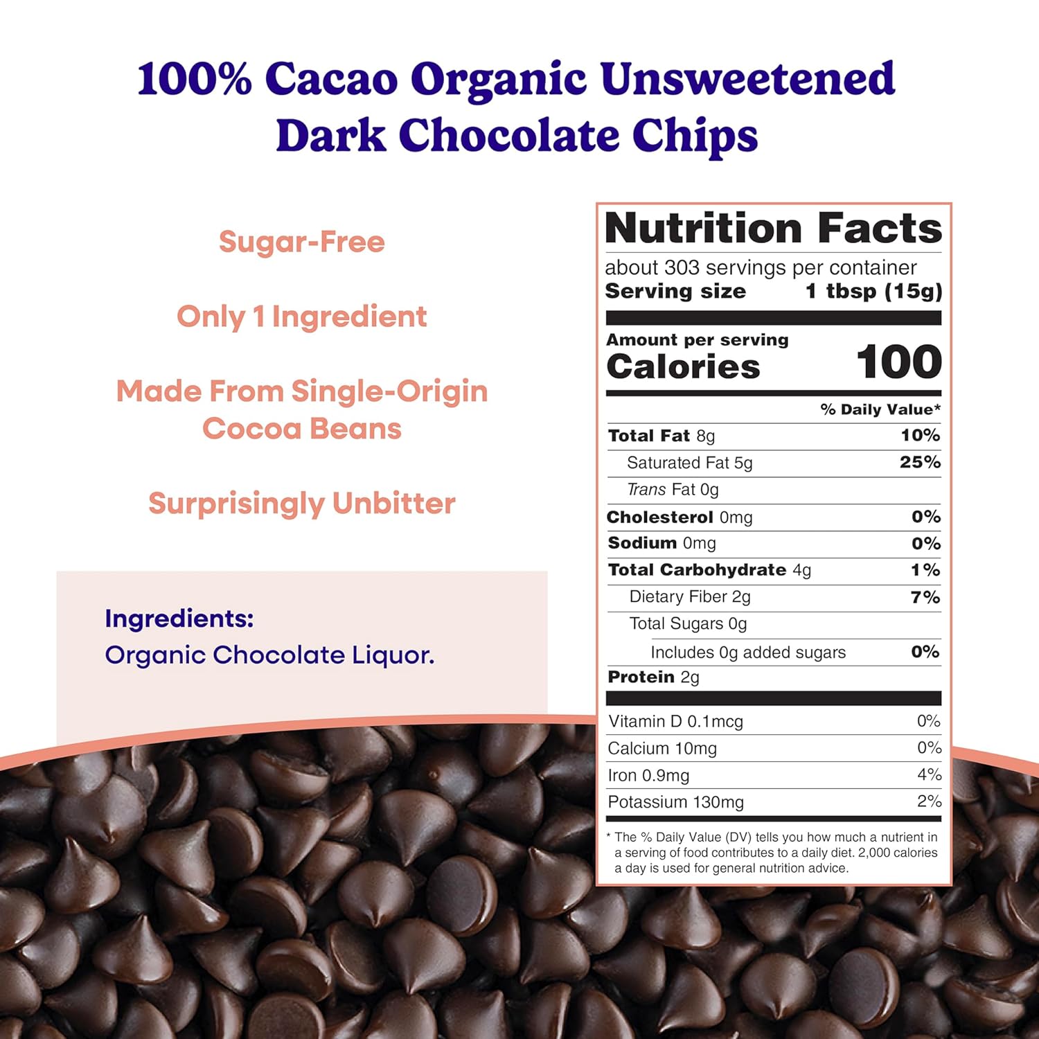 Pascha Bulk Organic Unsweetened 100% Dark Chocolate Baking Chips, 10 Pound