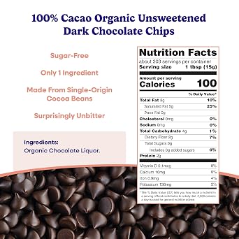 Pascha Bulk Organic Unsweetened 100% Dark Chocolate Baking Chips, 10 Pound