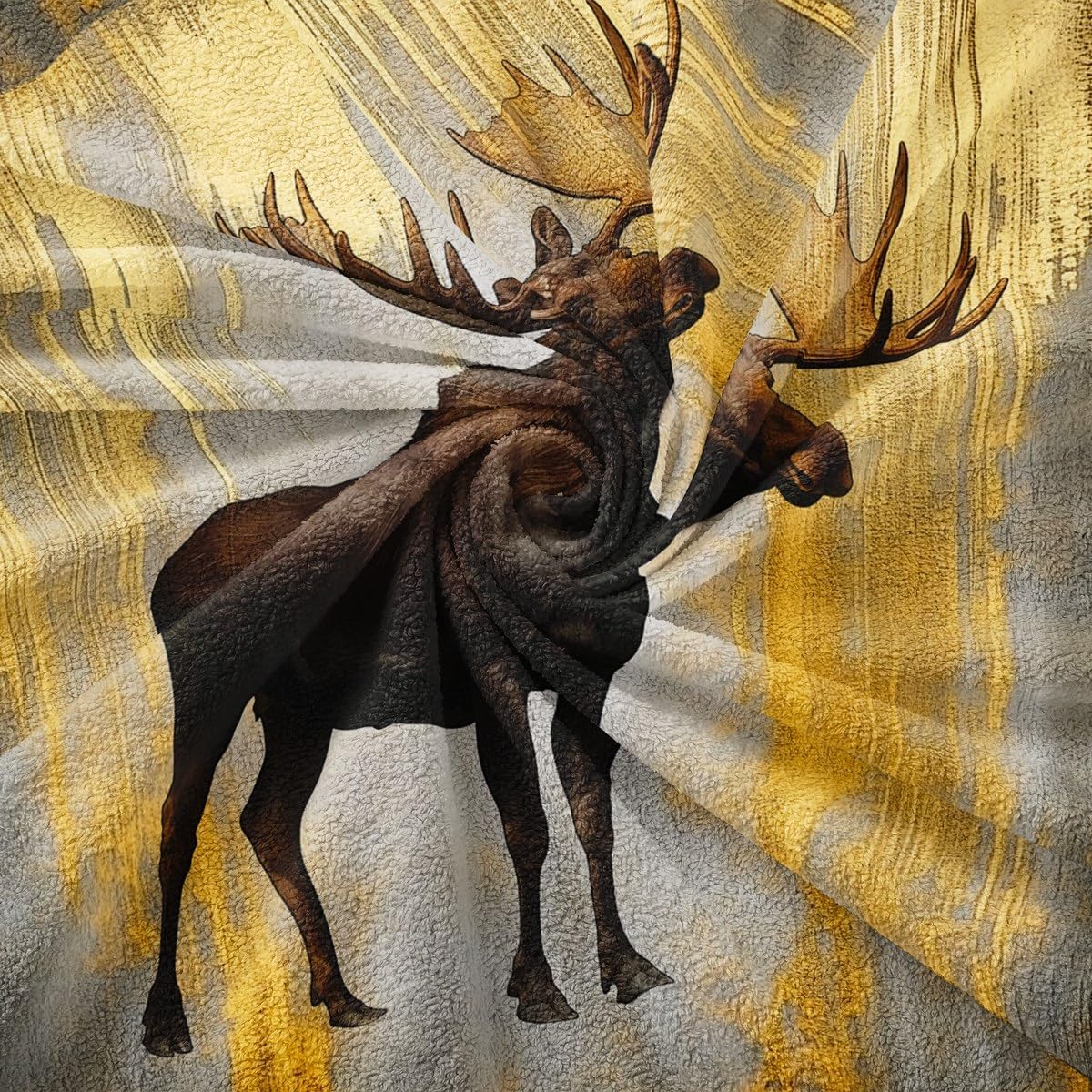 Erosebridal Moose Soft Sofa Cover 71" x 118" Rustic Woodland Wildlife Couch Blanket Country Farmhouse Deer Couch Cushion Cover Decor Old Golden Painting Cat Proof Sofa Slipcovers Vintage Cabin Decor