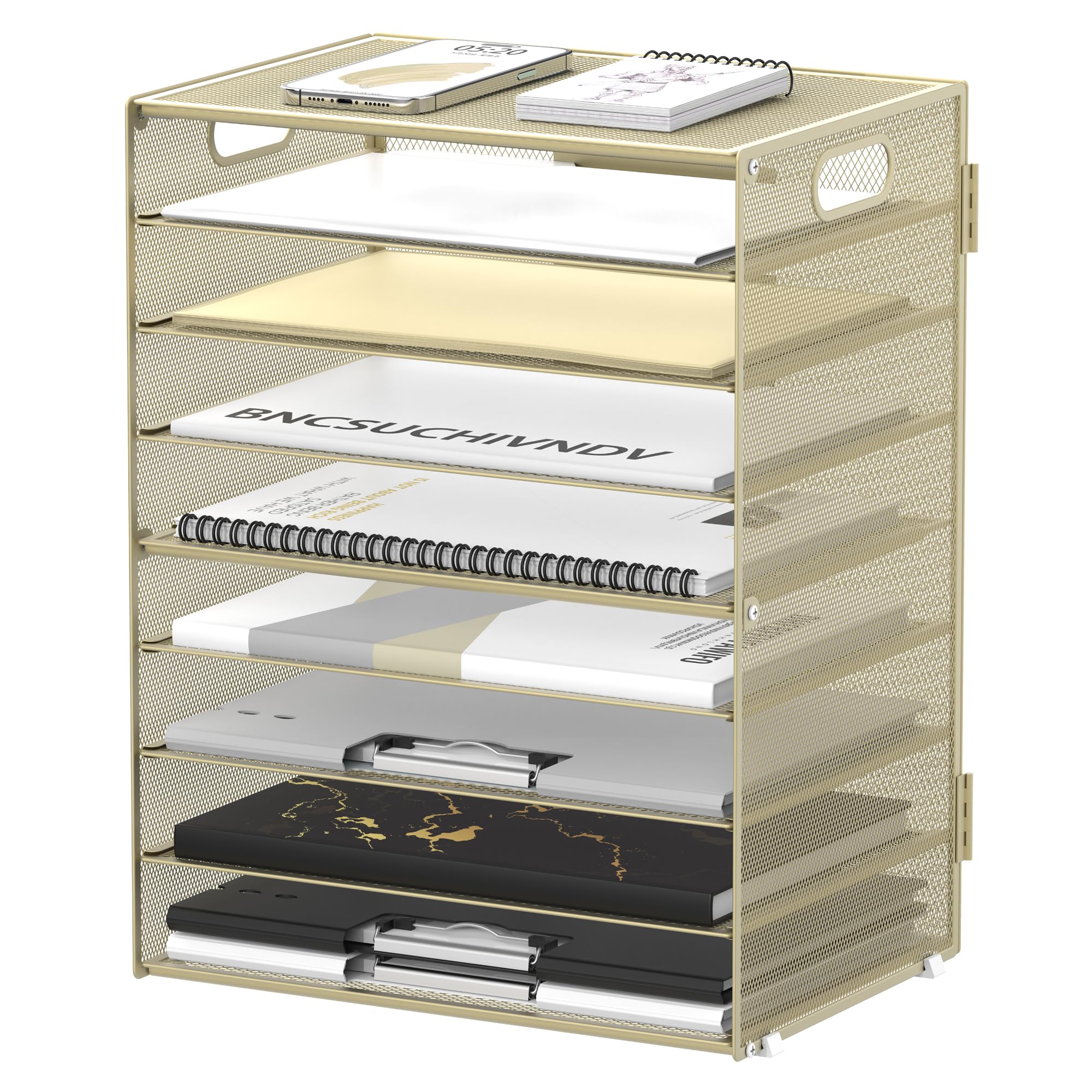 DALTACK 9-Tier Paper Letter Tray Desk Organizer With Handles, Mesh File - View #3