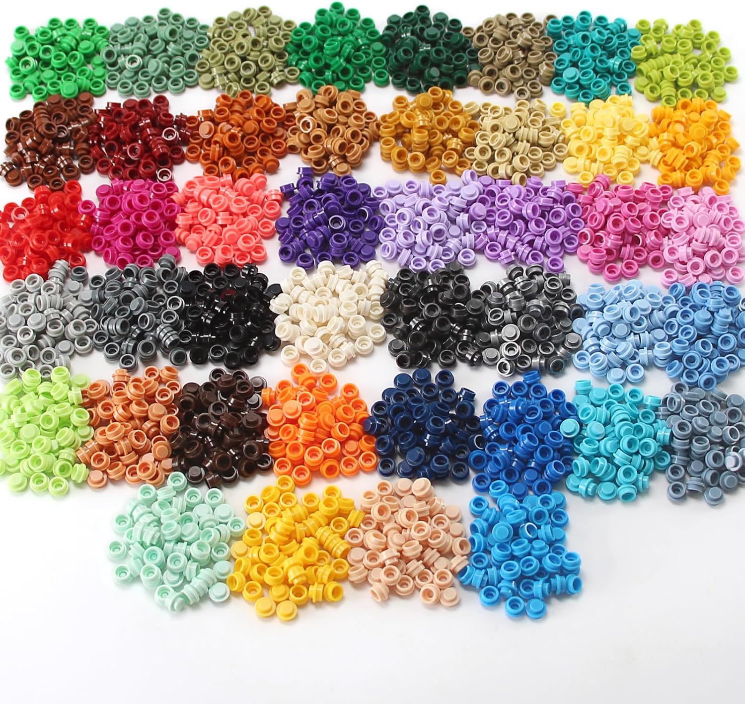 2200PCS Multicolored Round Plates 1X1 Building Blocks MOC 44 Colors Transparent Pieces Bricks Dots Bulk Studs Accessories Kit Compatible with Major Brand
