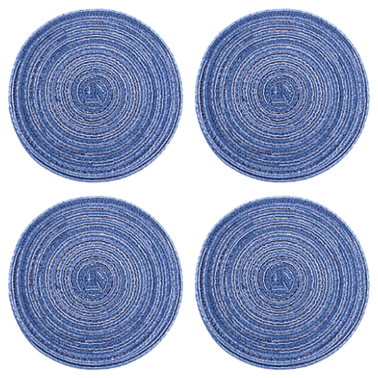 Sets de table ronds en coton tressé bleu pour vos repas en famille