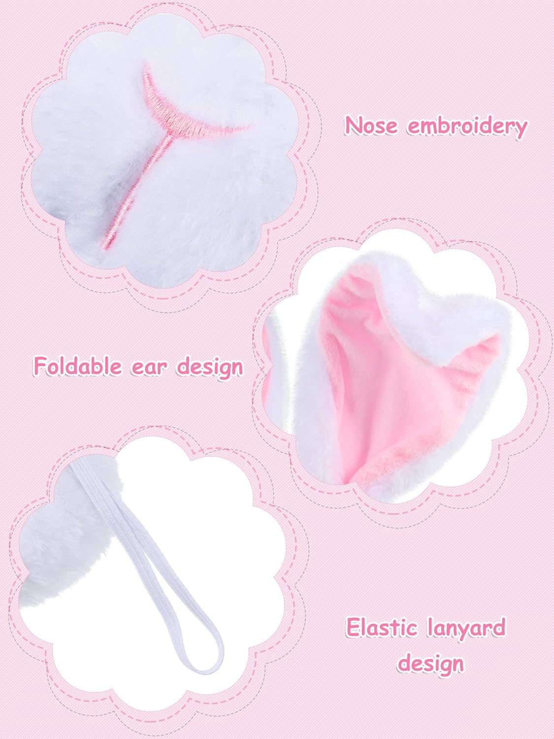 Norme Easter Bunny Costume Accessories Set Bunny Nose Tail Tie and Ears for Easter Party Cosplay Supplies - Image 3