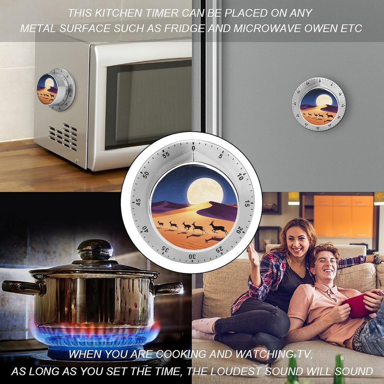 Shayuan Chases The Light Timer Stainless Steel Mechanical Countdown Timer for Loud Alarm Cute Magnetic Timers Time Management Tool Cooking Kitchen Timers for Baking Grilling