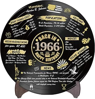 Holkcog 60th Birthday Party Decorations for Men Women, Back in 1966 Poster Vinyl Record, 60th Party Poster Sign With Stand, 60th Anniversary Class Reunion Gift, 1966 Themed Table Decor 60 Year Party
