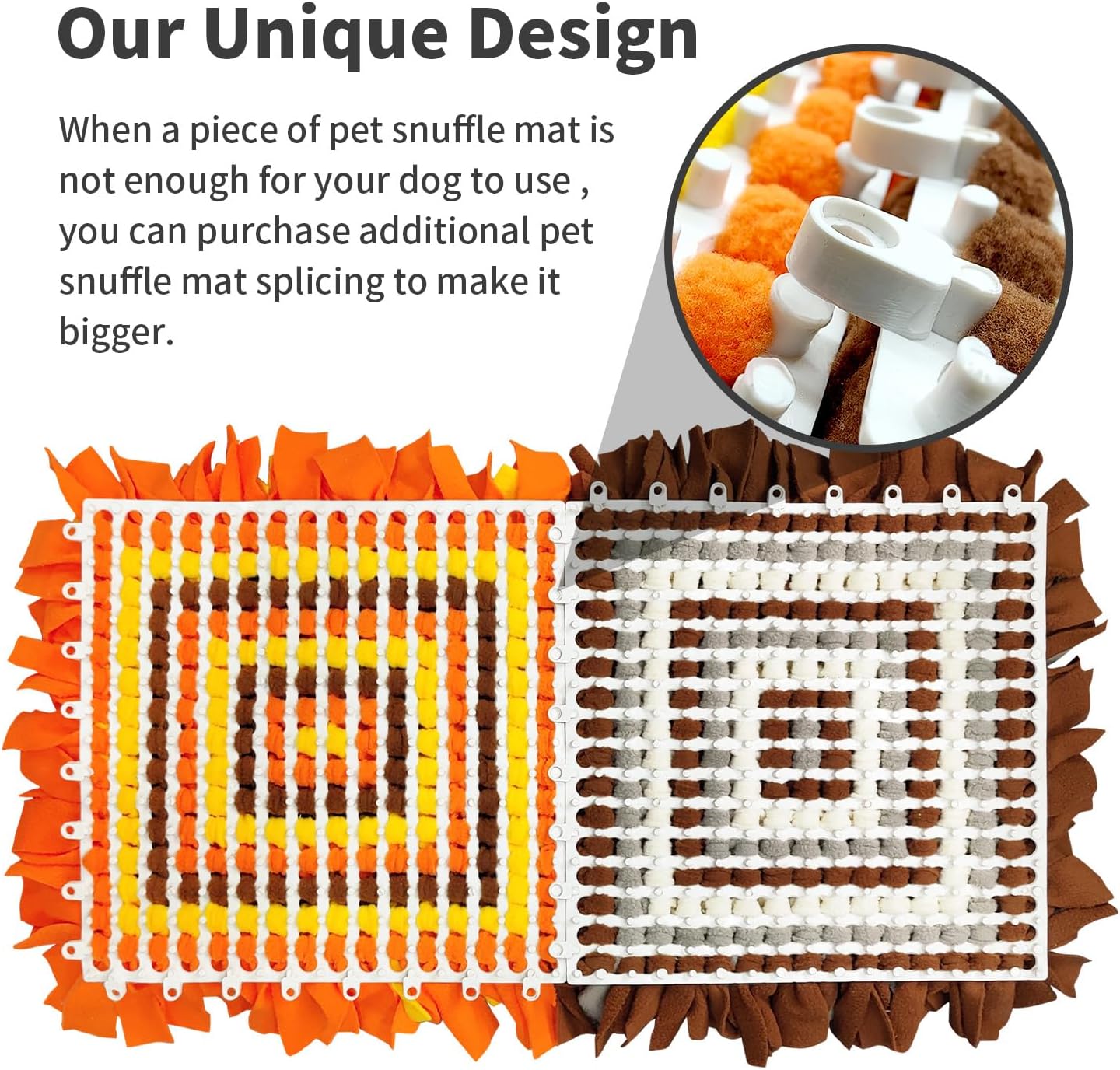 LIVEKEY Pet Snuffle Mat for Dogs, Dog Feeding Mat, Nosework Training Mats for Foraging Instinct Interactive Puzzle Toys (Orange&Yellow&Brown)