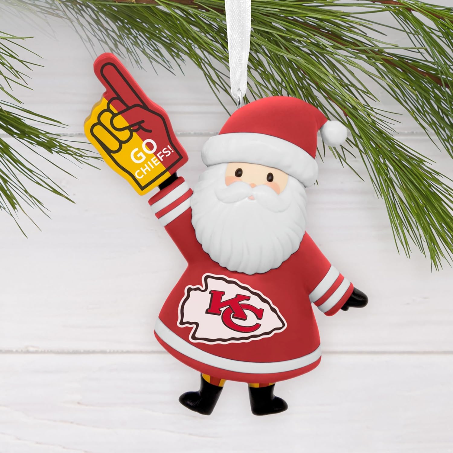 Hallmark NFL Kansas City Chiefs Santa Fan Christmas Ornament, Gifts for Sports Fans - Image 3