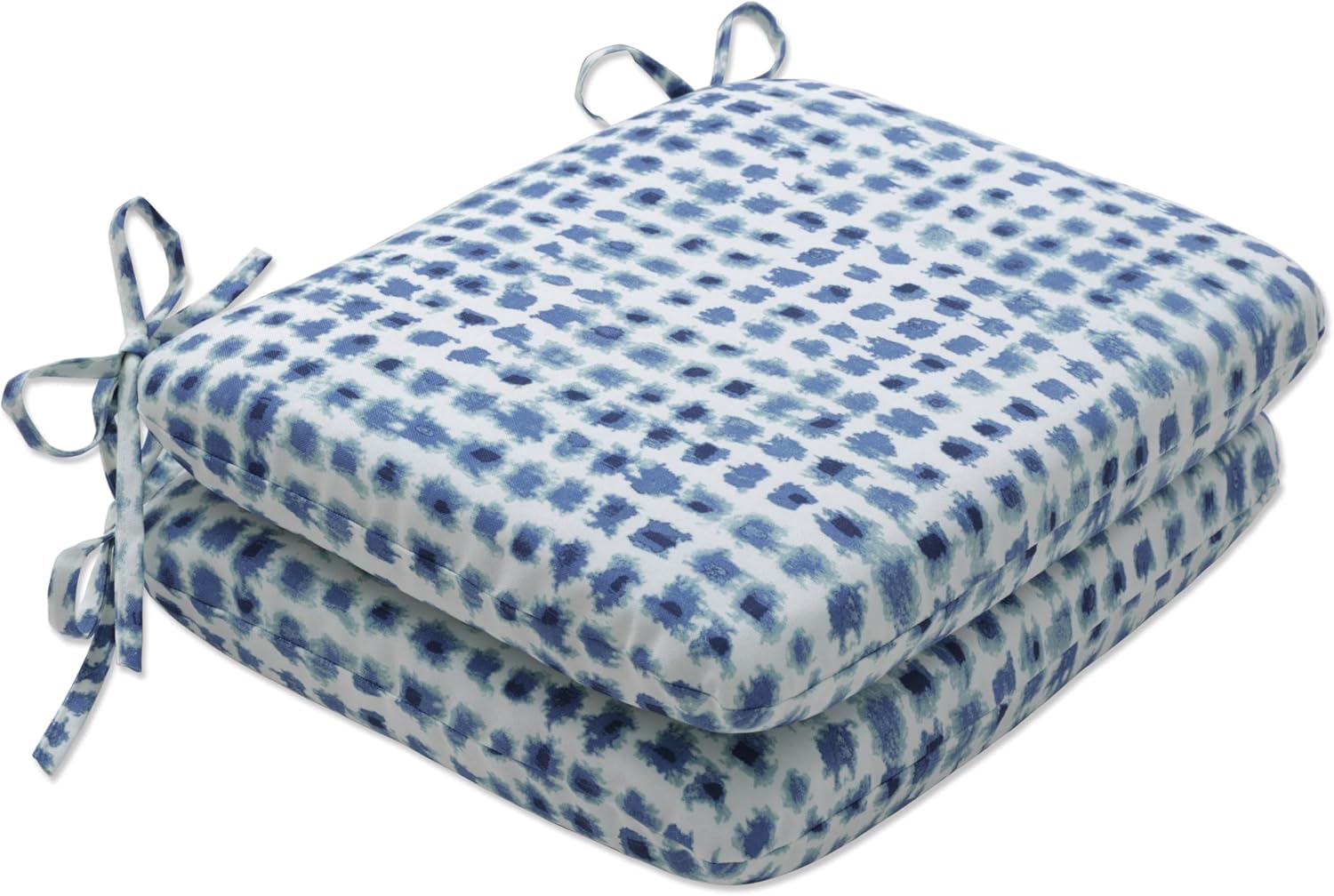 Pillow Perfect Outdoor | Indoor Alauda Porcelain Rounded Corner Seat Cushion (Set Of 2), 15.5 X 18.5 X 3, Blue Round Corner Seat Cushions