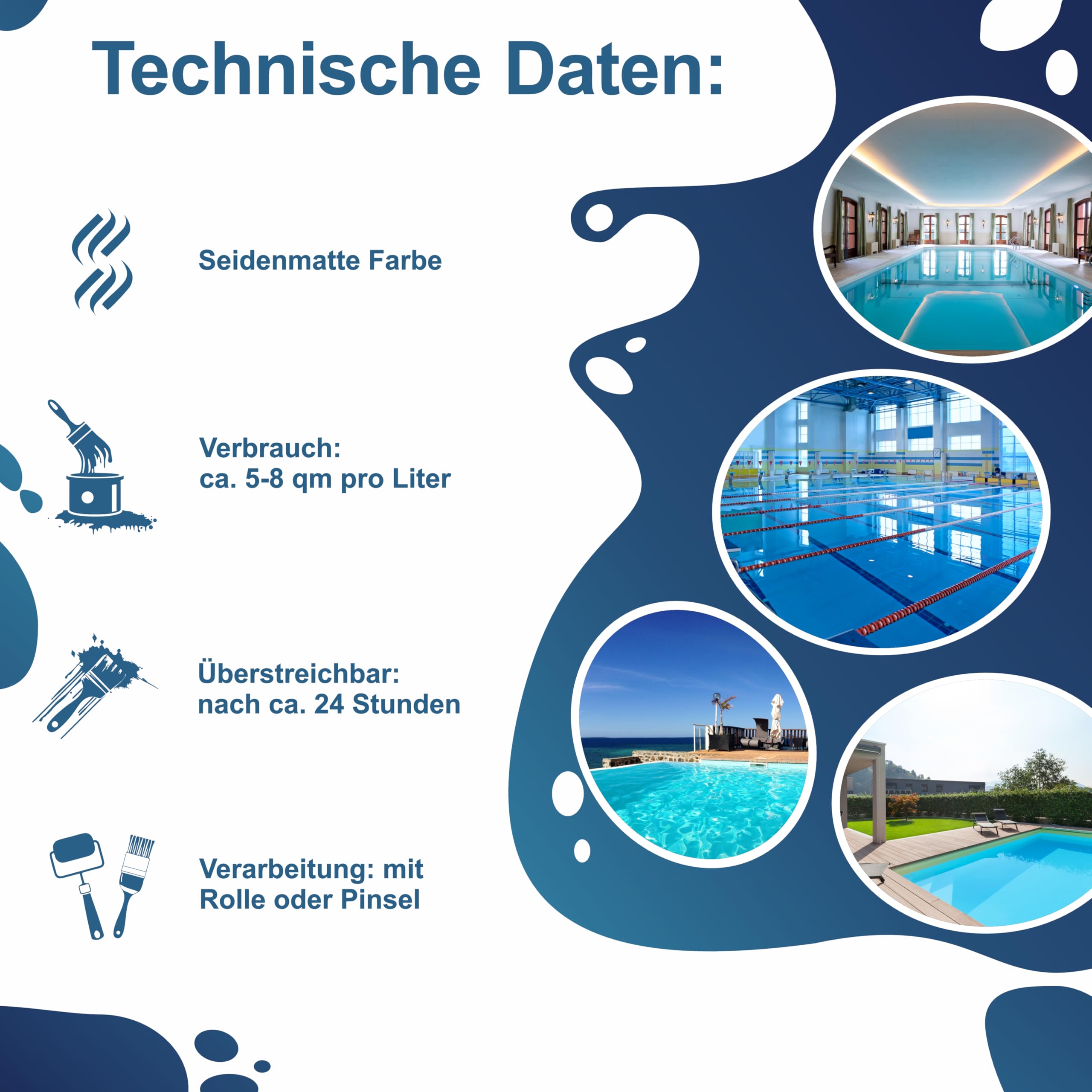 Poolfarbe Schwimmbadfarbe Poolbeschichtung Schwimmbeckenfarbe Blau 10L
