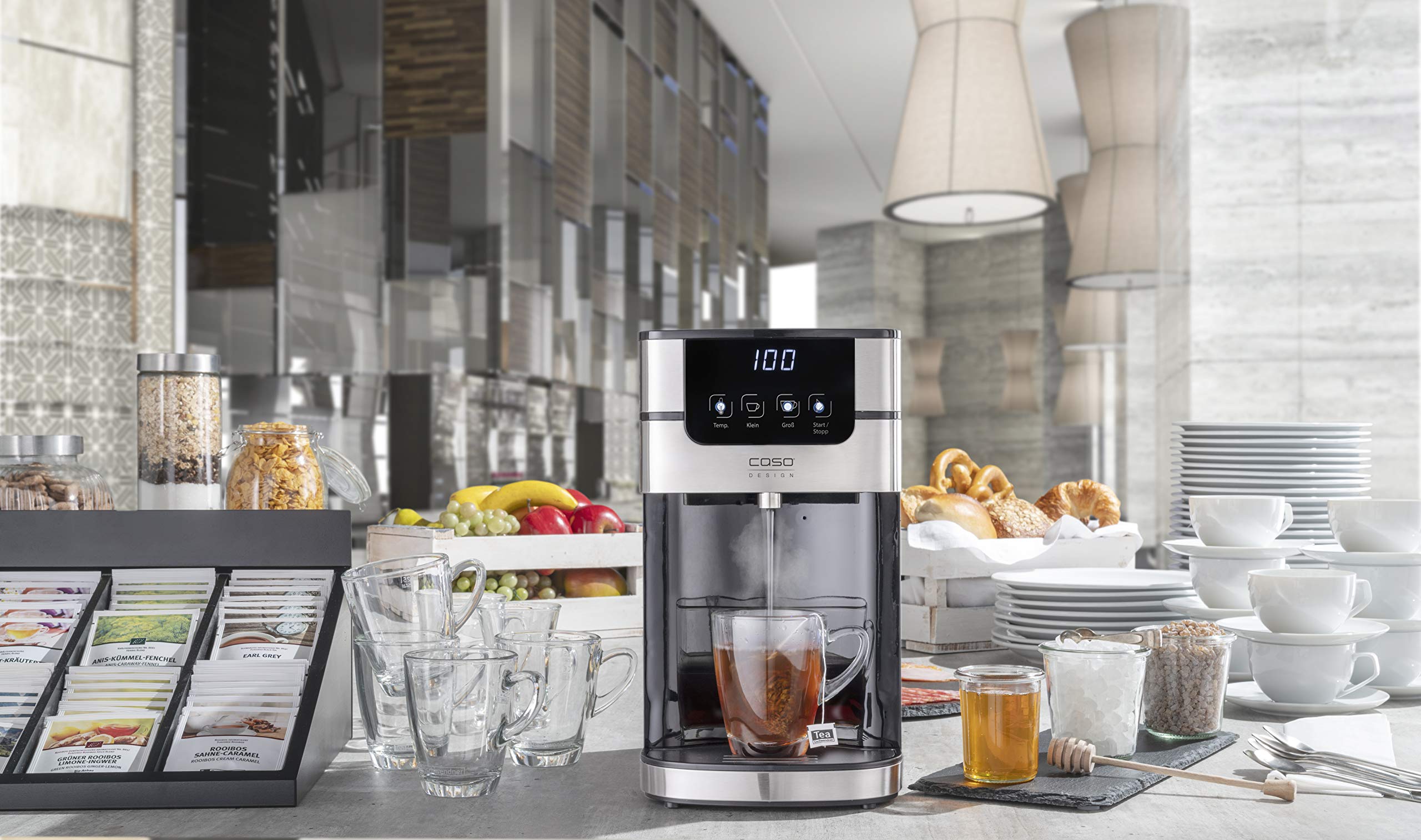 CASO PerfectCup 1000 Pro - Distributeur d'eau chaude turbo, en quelques secondes, 2600 W, réservoir d'eau amovible de 4 litres, de 70 à 100°C, idéal pour les cuisines de bureau et les buffets