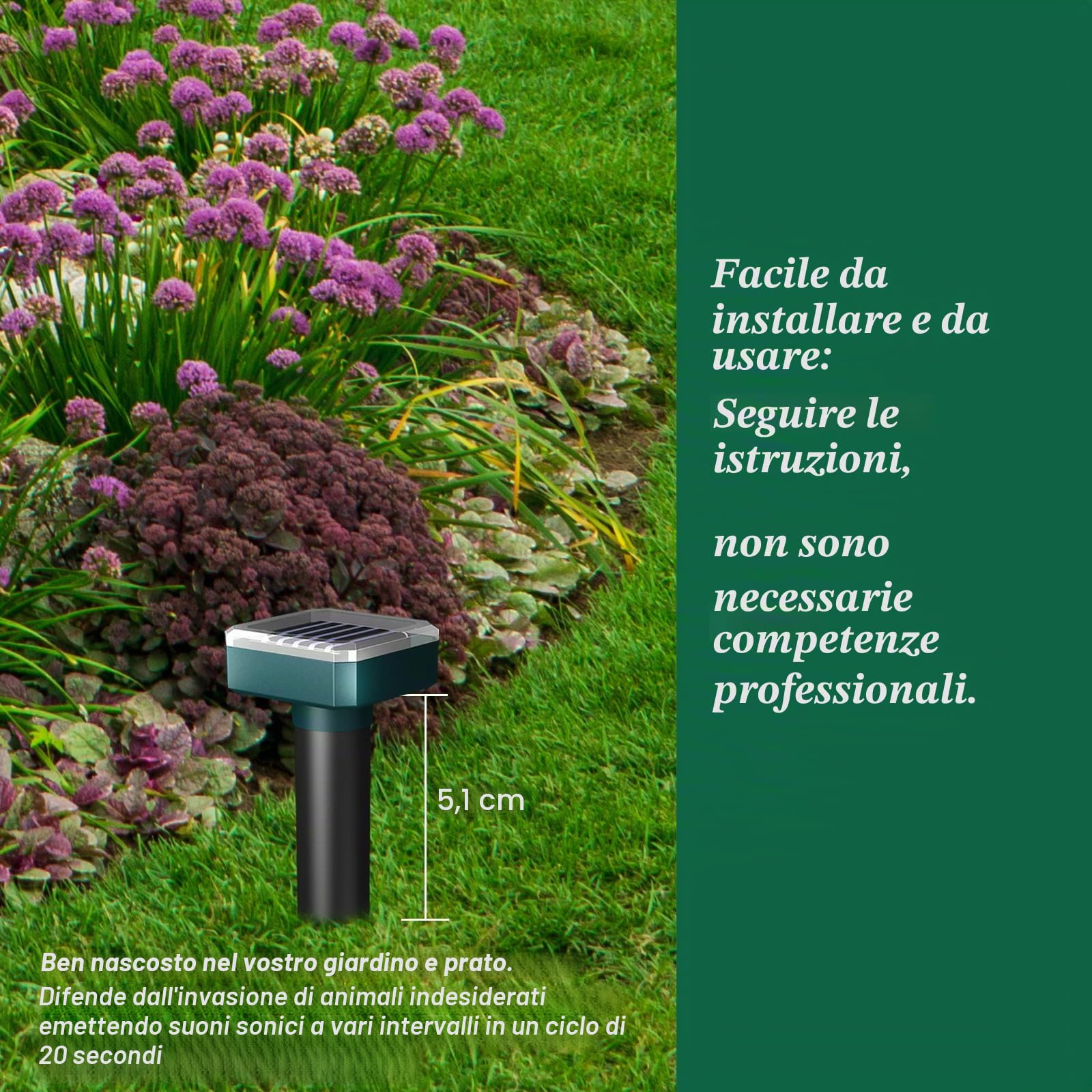 Snake Away per esterni, repellente per serpenti ad energia solare per cortile, deterrente sonico, impermeabile e sicuro per animali domestici, per garage, prato, uso domestico (8)