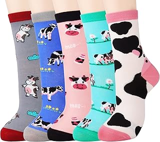 Jeasona Women's Mushroom Sunflower Cow Boston Terrier Pig Socks Gifts for Women