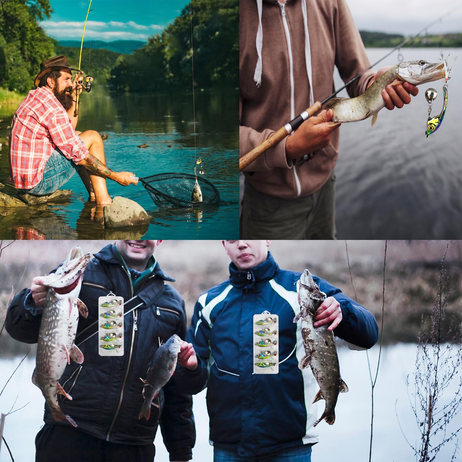 5 sztuk jig Spinner zestaw 15 g w pudełku na przynęty, metalowa łyżka, spinner, spinner do okonia, szczupaków, sandaczy, kleni, prezentów wędkarskich dla mężczyzn, przynęty wędkarskie do wody