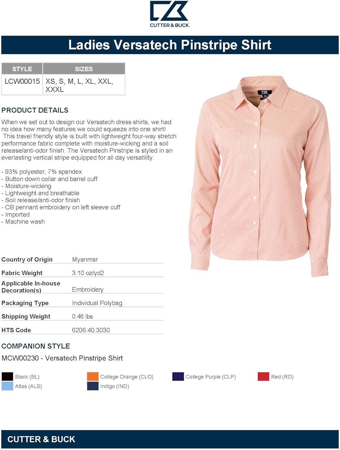 Cutter & Buck Womens Long Sleeve Shirt