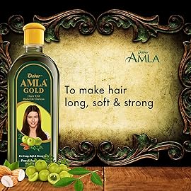 Dabur Amla Gold Hair Serum for Women - Moisturizing Treatment for All Hair Types with Amla, Almond, and Henna - 6.76 Fl Oz (Pack of 3)