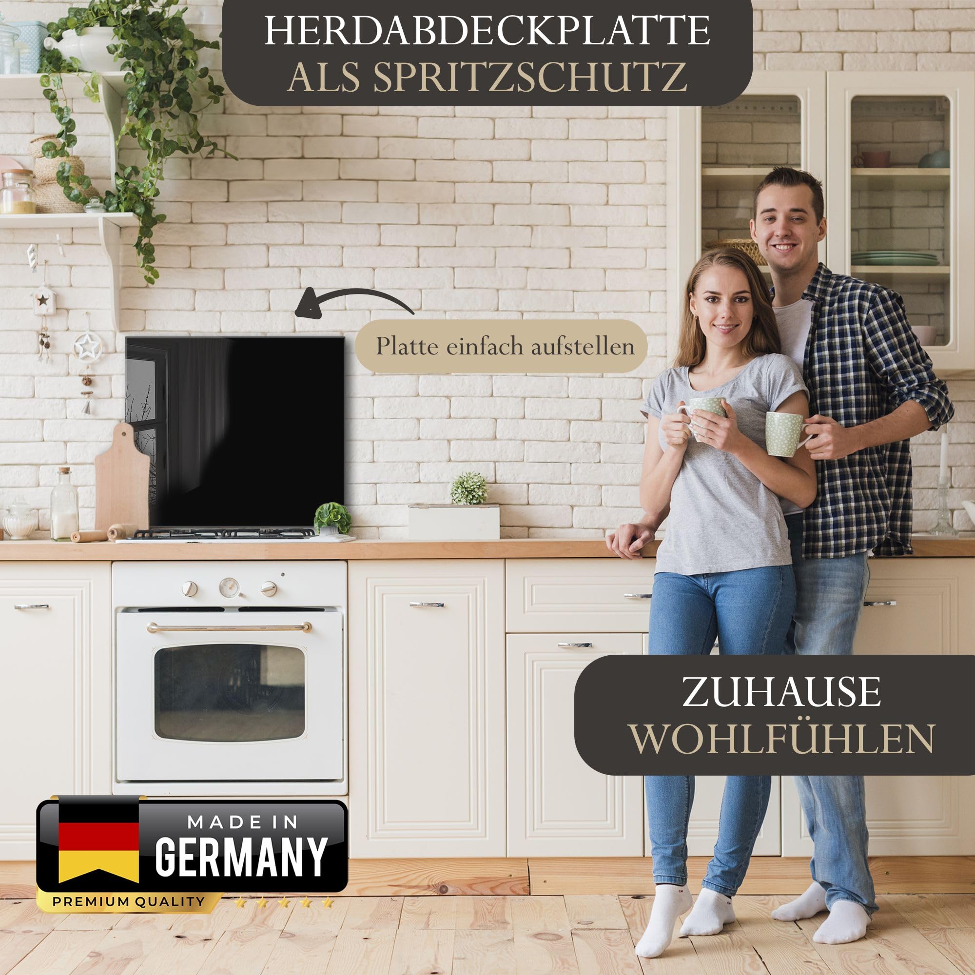 ®timalo Herdabdeckplatte einteilig | 80 x 52 cm Pure Black, Schwarz | einfarbig uni | 4mm ESG-Glas Ceranfeldabdeckung, Glasplatte, Schneidebrett, Abdeckplatte, Herd, Induktion