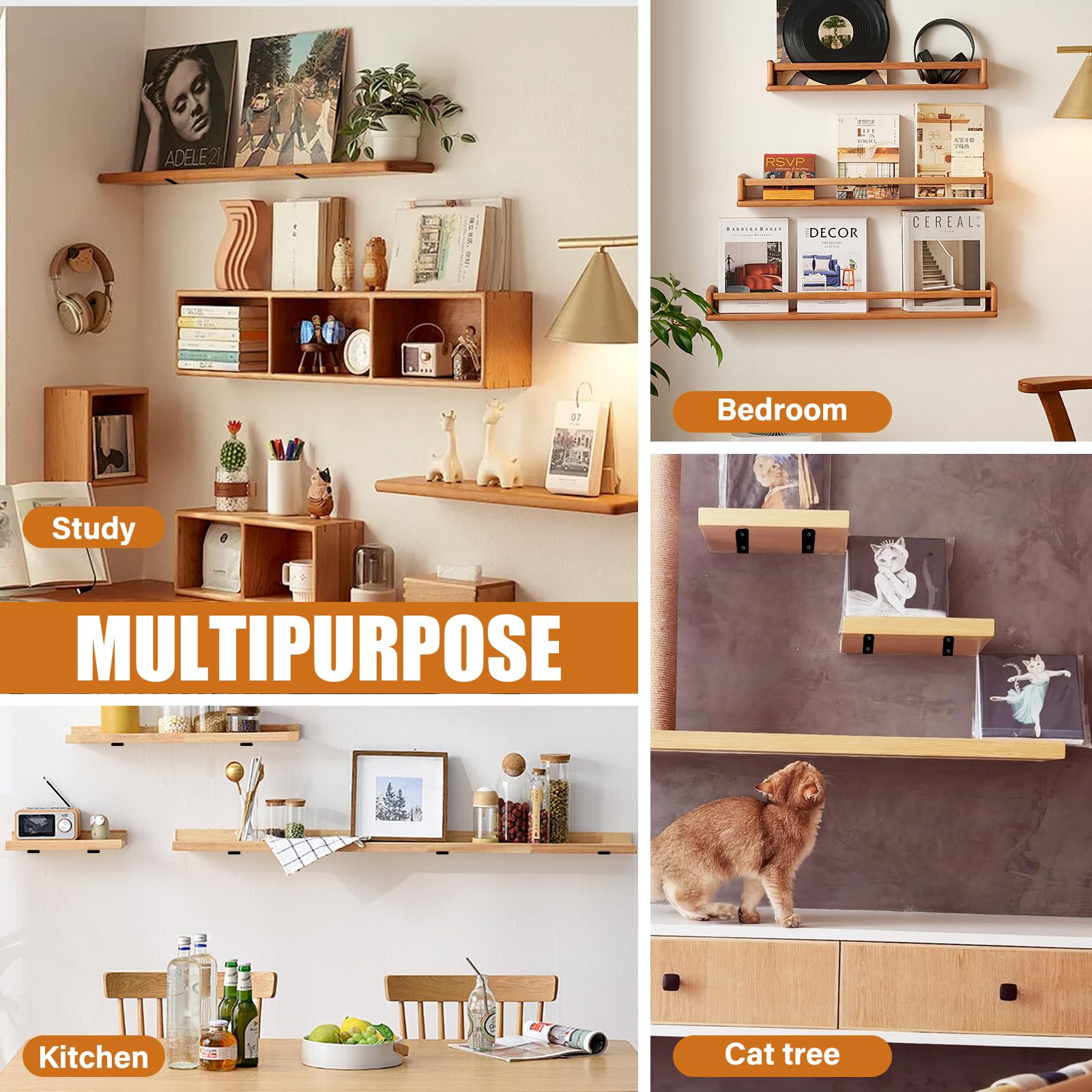 Lot de 6 Equerre Etagere Murale Support Étagère Invisible Fixation Etagere Equerre Charge Lourde Équerre Étagère 15cm