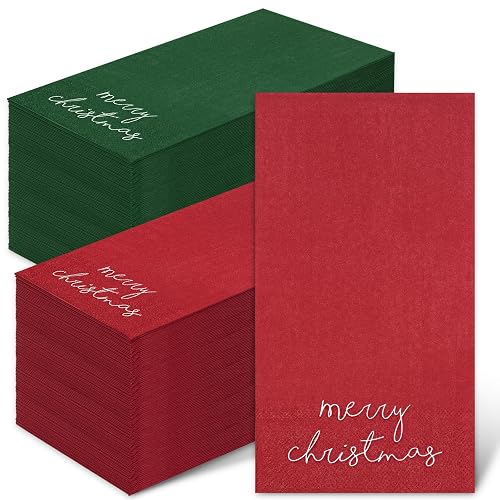 Whaline Christmas Guest Napkins Red Green Merry Christmas Paper Napkins