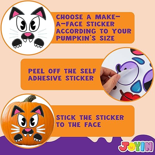 Miniatura 3 de JOYIN 60 calcomanías decorativas de calabaza de Halloween, suministros de fiesta de manualidades, recuerdos de fiesta para niños, hojas de