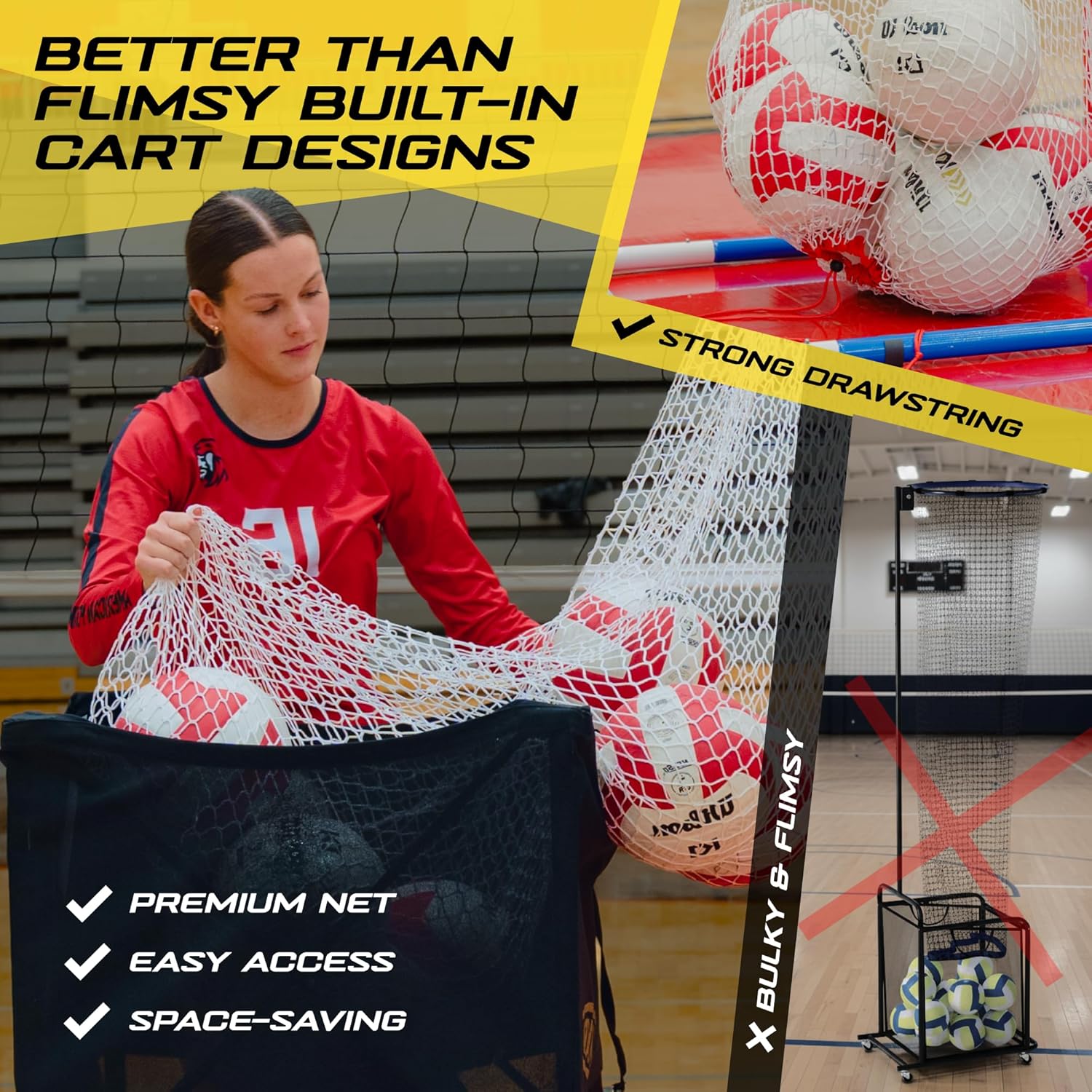 Patented 2in1 Volleyball Setter Training Net Equipment & Vertical Jump Tester Trainer. Setting Target for Jumping Setters Trainers, High Measurement Tool Pole Set for Vollyball Pass Indoor Practice