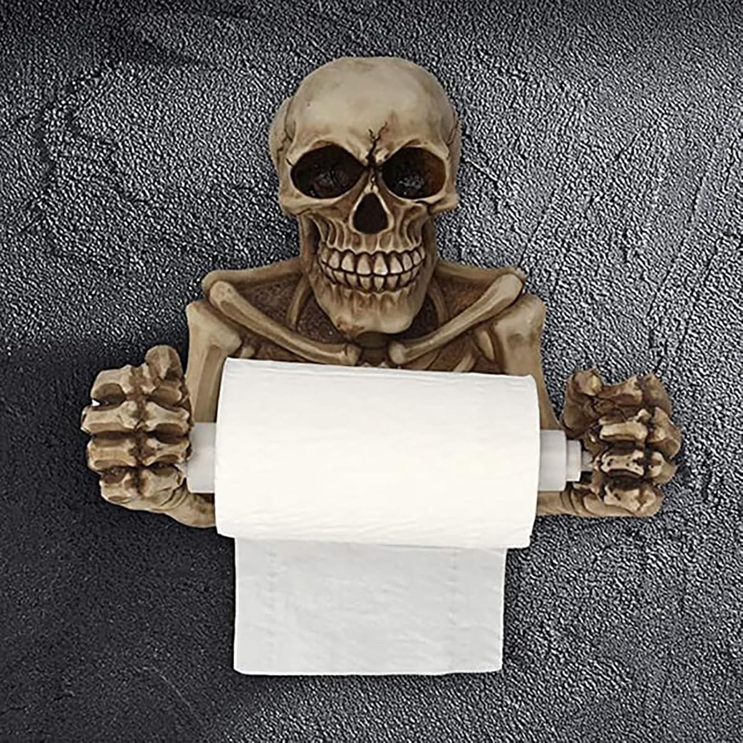 Wall Mount Toilet Paper & Paper Towel Roll Holder - Doot Doot Skeleton Bones Dry Design for Gothic Bathroom Decor, Halloween Home Kitchen Accessories