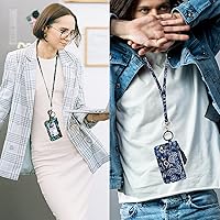 Vista 4 de WONDERFUL FLOWER Cartera con cordón para mujer, soporte para tarjetas de identificación, cordones para insignias de identificación, funda