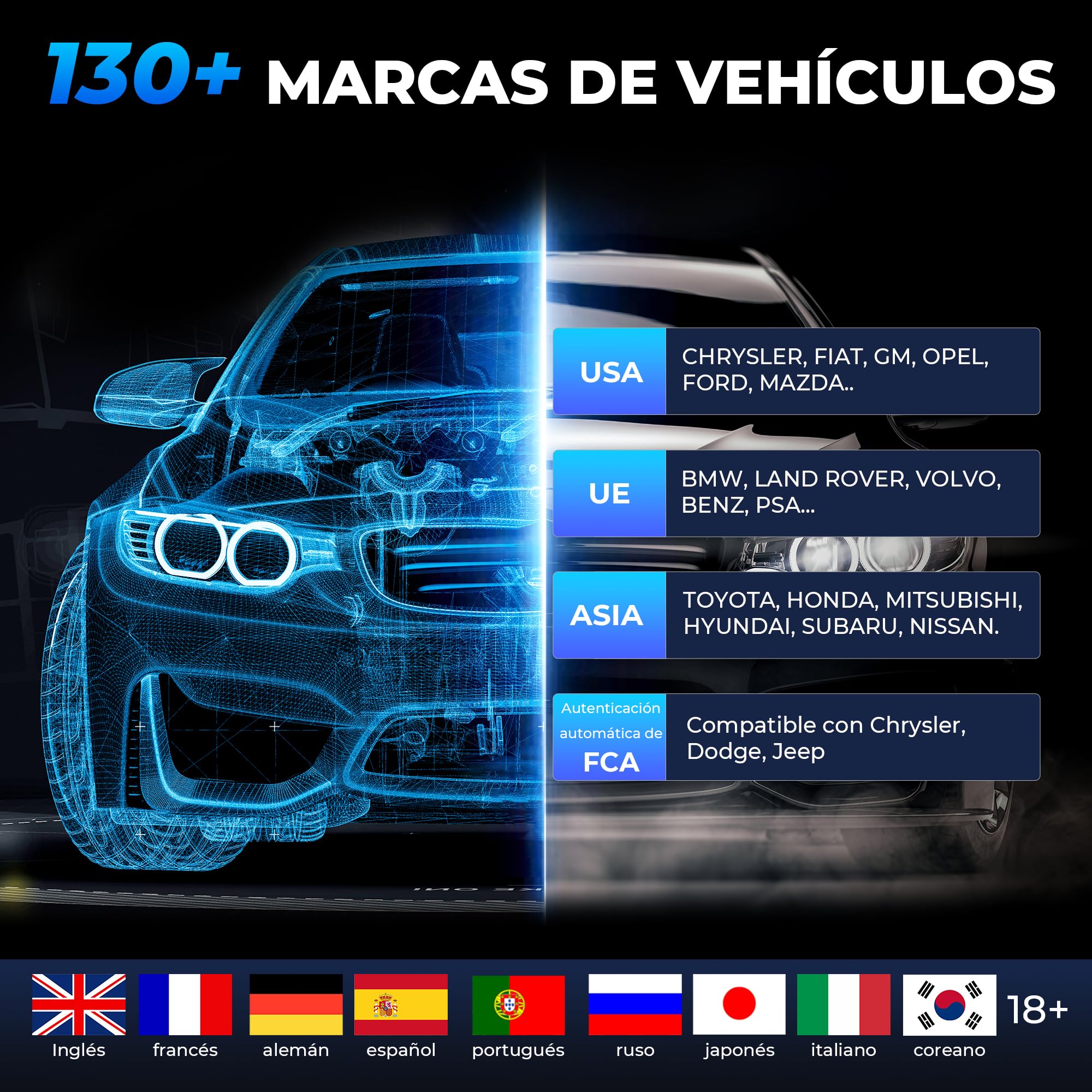 TOPDON OBD2 Diagnosis Coche AD900BT, Codificación ECU, Control Bidireccional, 28+ Servicios, Escáner de Sistema Completo, para Todos los Vehículos con FCA, 2 Años de Actualizaciones Gratuitas