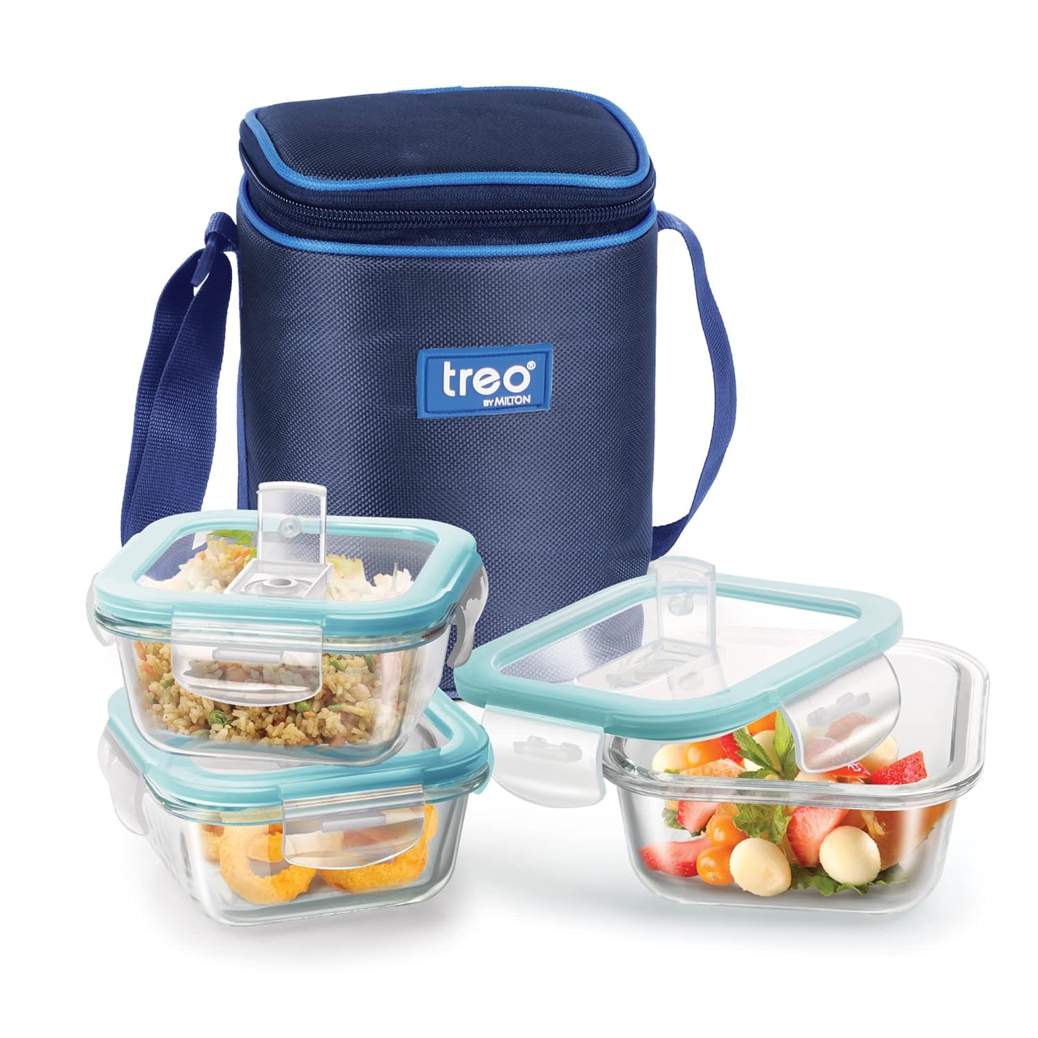 Buy Treo by Milton All Fresh Square Glass Lunch Box Set of 3, Clear