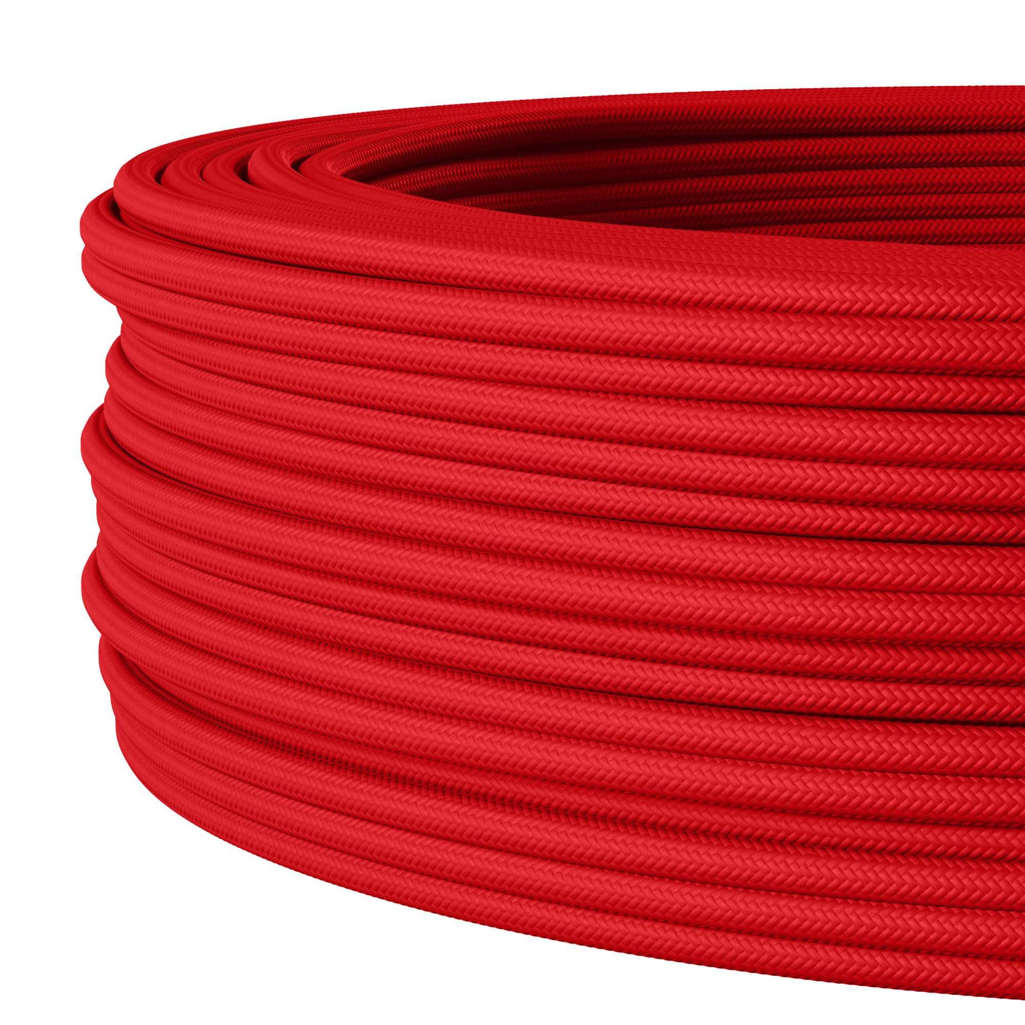 Kabel tekstylny do elastycznej instalacji elektrycznej (H05VV-F), kabel materiałowy 3 x 1,5 mm², kabel tekstylny, kabel instalacyjny, czerwony – 50 metrów