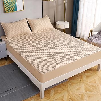 Hotel Bed Sheets,Cartoon Print Quilted Mattress Protector, Hotel Holiday Home Mattress Bodyguard Hat Available in All Seasons,Coffee B,90x200cm+25cm 2pcs