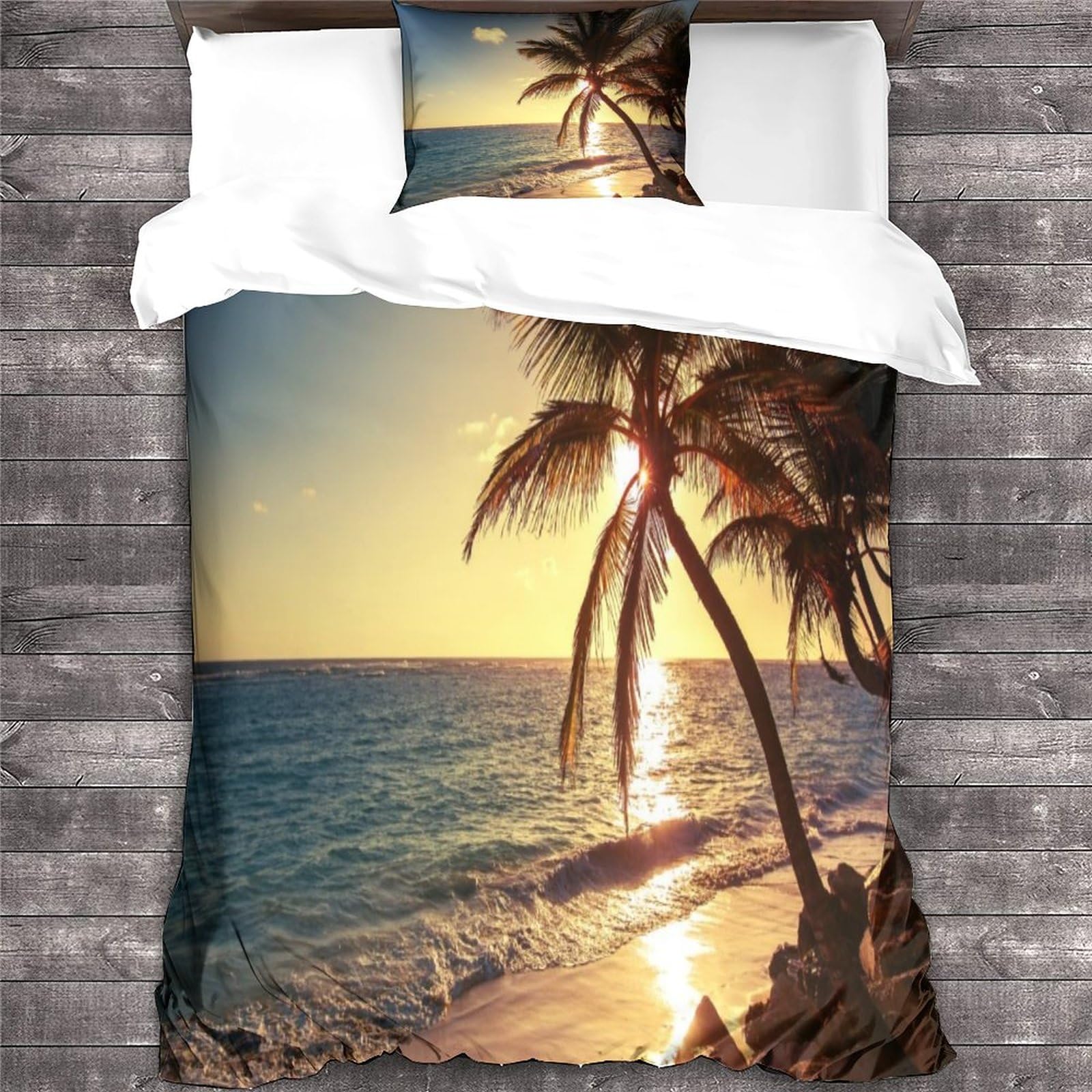 Kinderbettwäsche 135x200cm Meer Strand Design - Mikrofaser Bettbezug Mit Reißverschluss