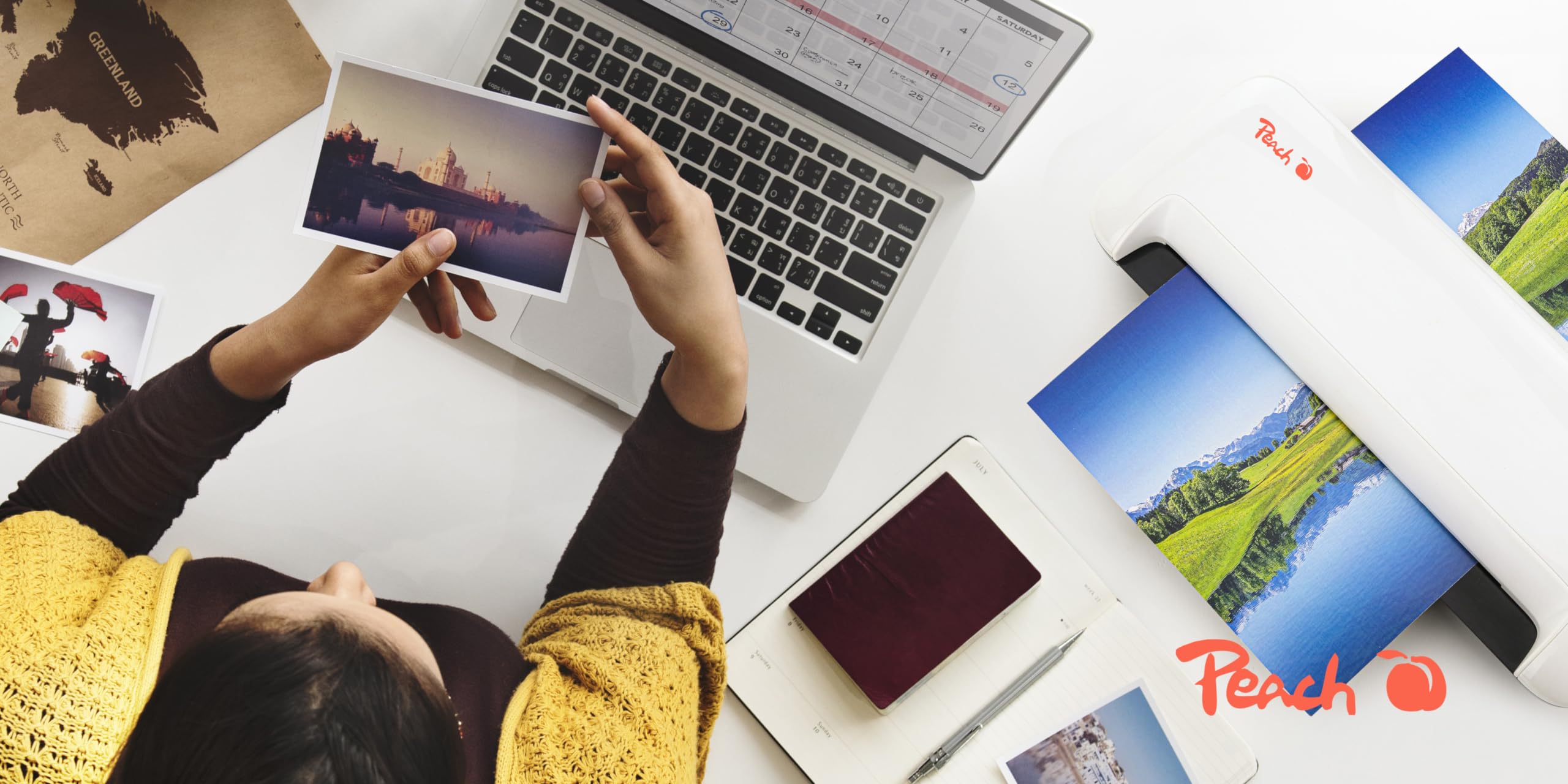 Peach Laminator DIN-A3 | w zestawie 25 folii do laminowania gratis - dwa razy szybciej gotowe do startu - laminuje jedną stronę A3 na minutę - nadaje się do wszystkich dostępnych na rynku folii -