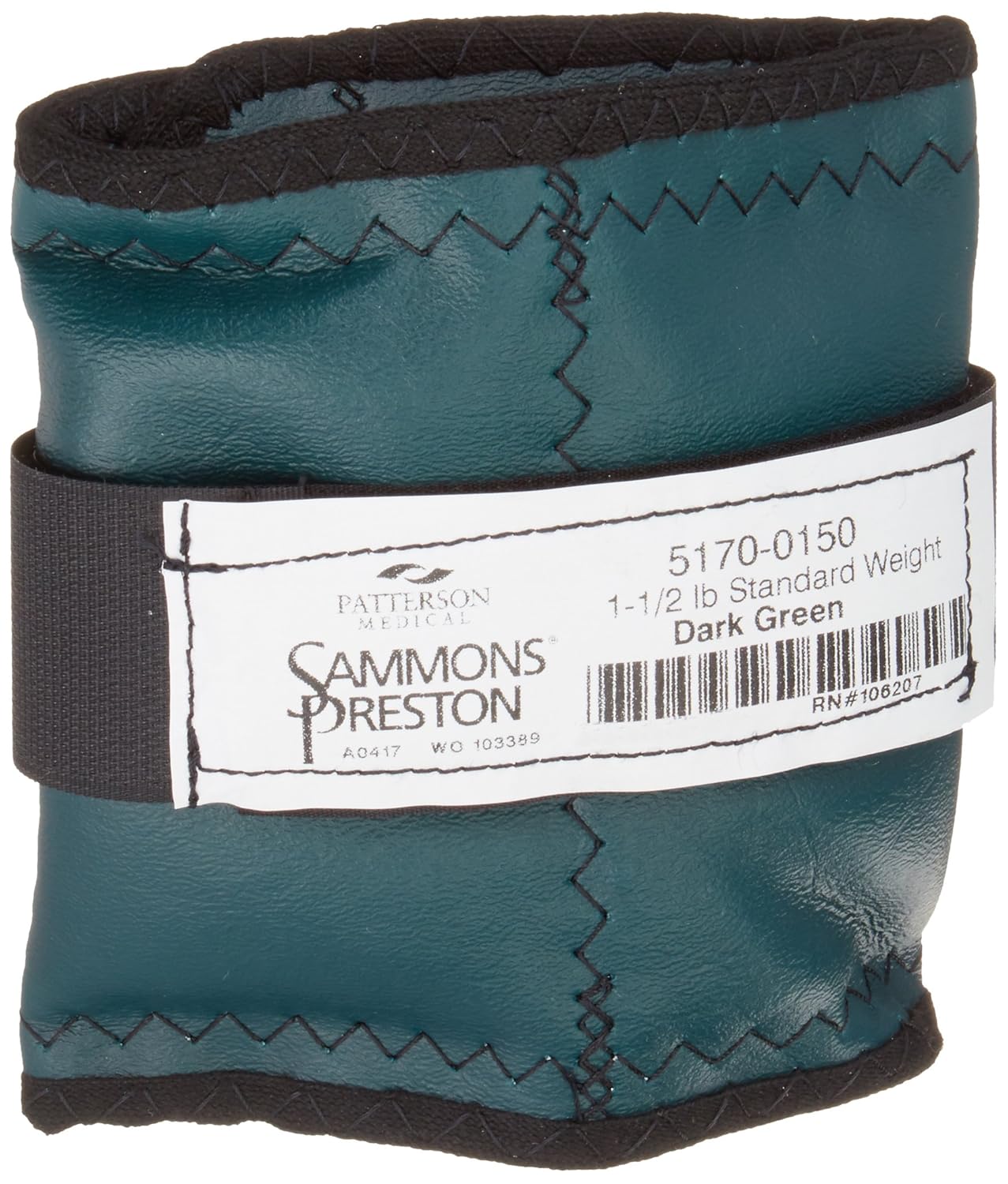 Sammons Preston Cuff Weight, 1.5 lb, Dark Green, Velcro Strap & DRing