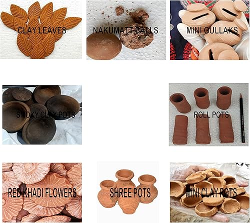 Paquete de muestra de macetas de rollo, macetas Shree, flores rojas Khadi, mini macetas de arcilla india, ollas de arcilla ahumada, hojas de