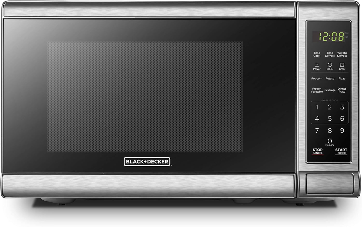 BLACK+DECKER EM720CB7 Digital Microwave Oven with Turntable Push-Button Door