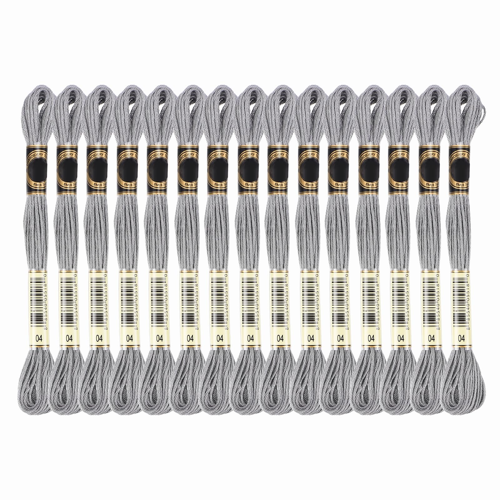 PATIKIL 15 Skeins Embroidery Floss, Solid Colors Polyester Embroidery Threads Friendship Bracelets String for Cross-Stitch Hand Embroidery, Gray