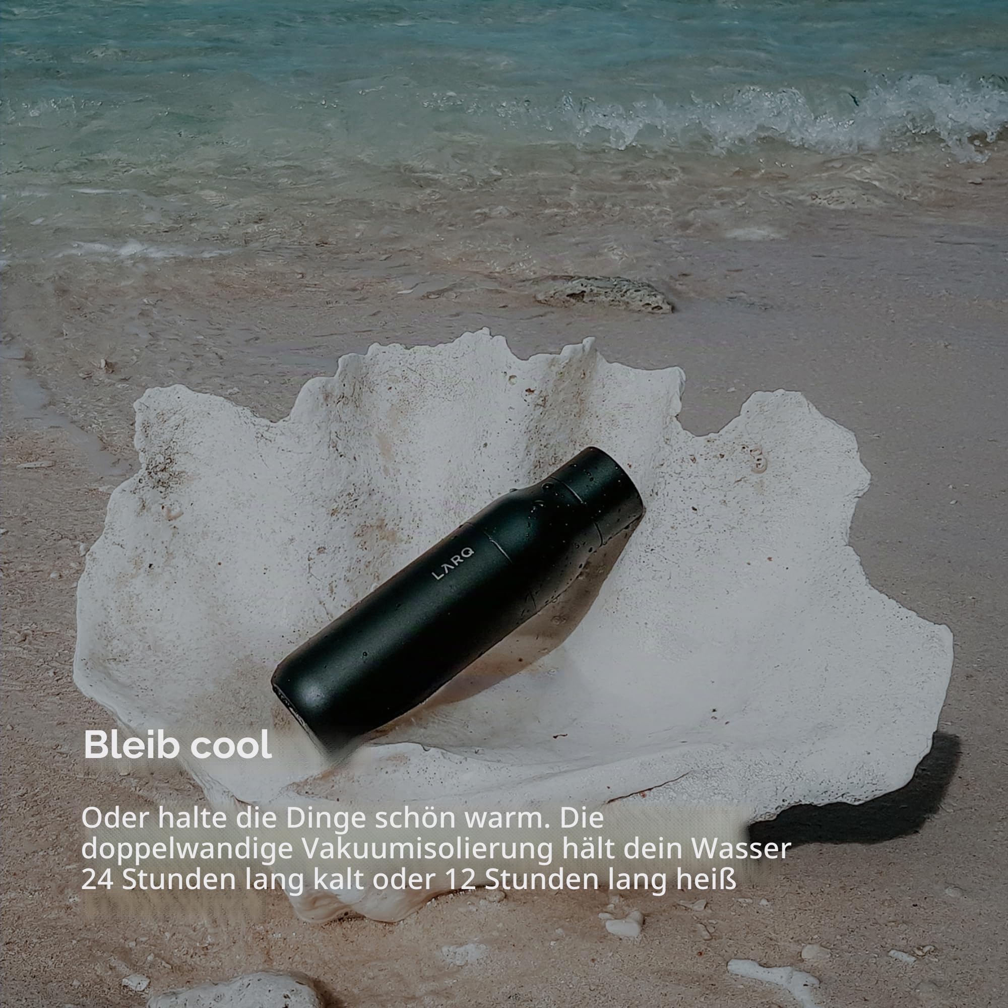 LARQ Twist Top 740ml – Isolierte Edelstahl-Trinkflasche | Thermoskanne, BPA-frei | Wiederverwendbare Wasserflasche für Camping, Büro und Reisen | Hält Getränke kalt und heiß, Obsidian Black