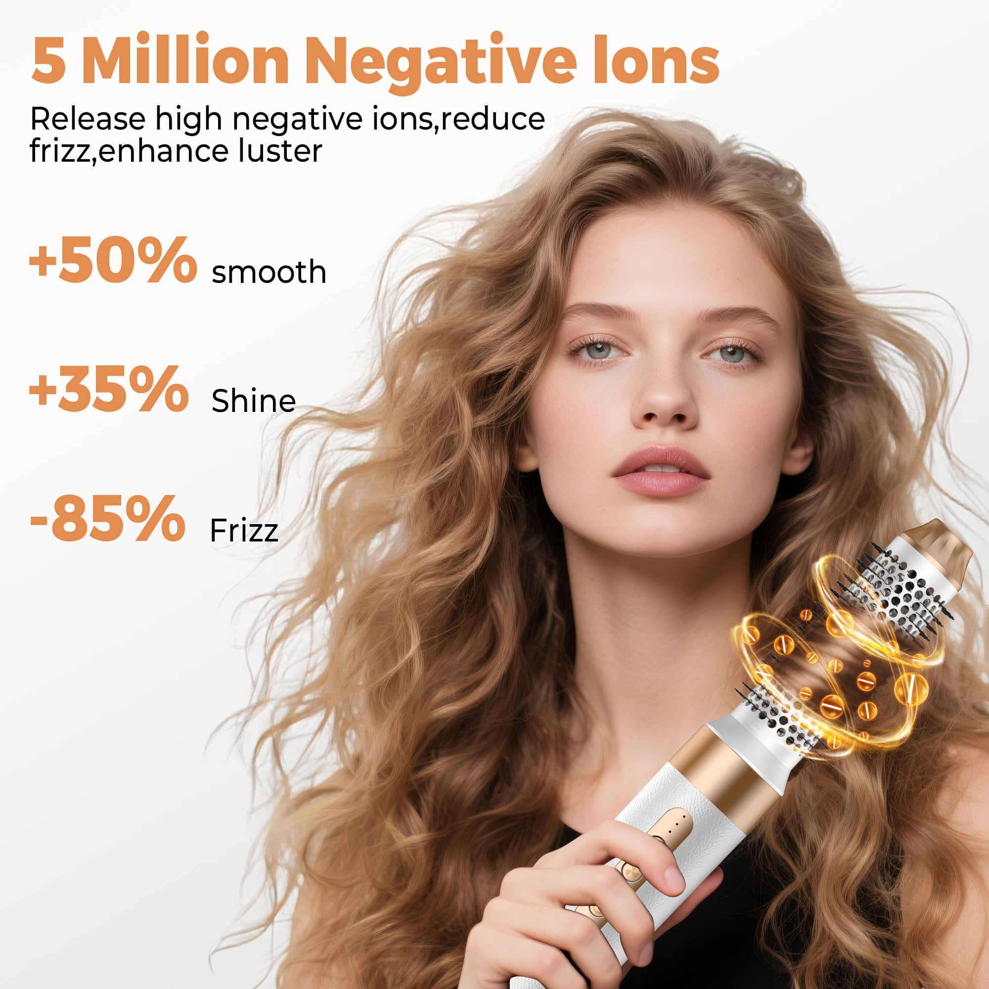 7 in ONE Hair Dryer Brush, Powerful Blow Dryer Brush with Air Curler for Hair, Brush Blow Dryer with Diffuser, Ionic Hot Air Brush Fast Dry, Volumize, Curls, Straight, Hair Styling Tools 100-120V