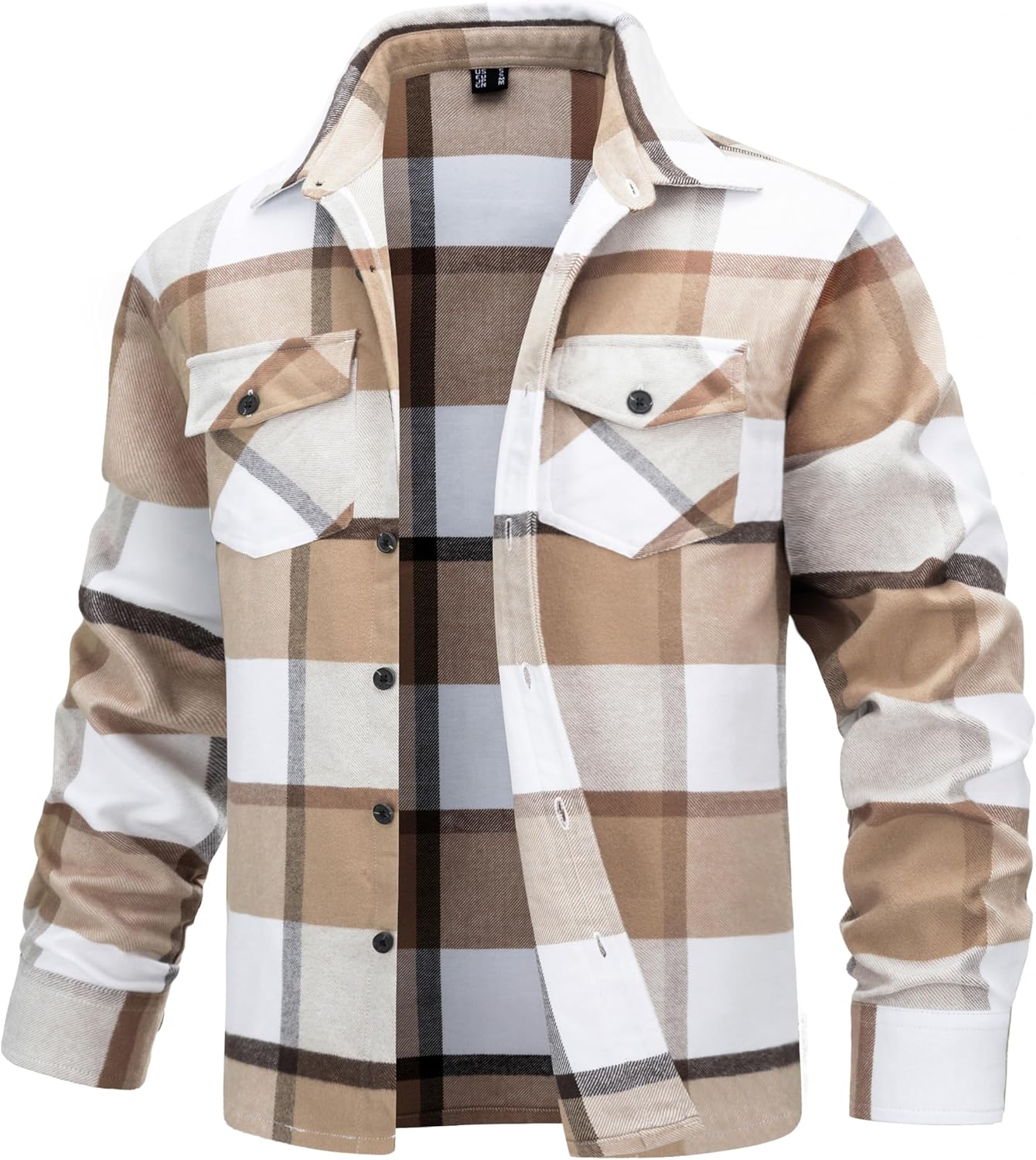 TACVASEN Men’s Flannel Shirts Brushed Fleece Flannel Shirts Jacket Button Down Soft Cotton Casual Plaid Fall Shirt