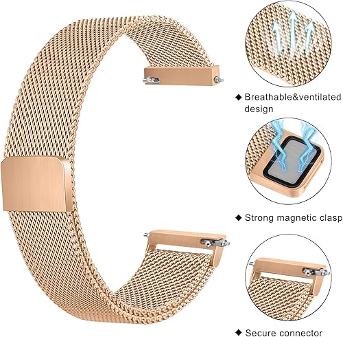 Miniatura 2 de Amzpas Correa de reloj de metal de liberación rápida de 0.787 in 0.866 in, correa de reloj de acero inoxidable, correa de repuesto magnética de