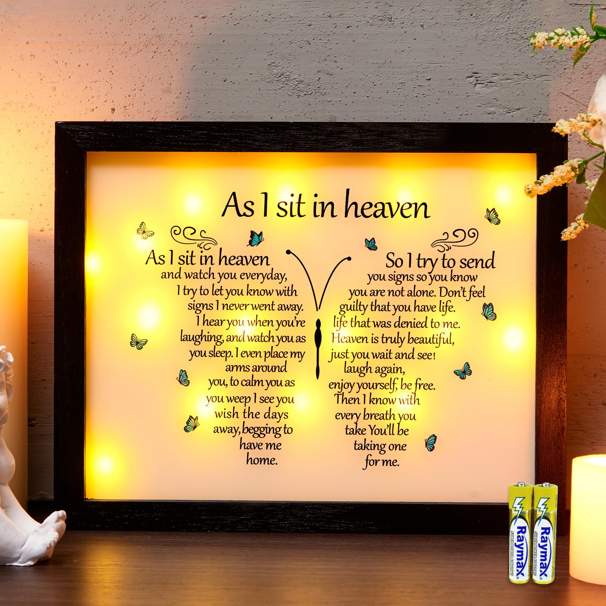 NOIENSI Memorial Gifts LED Shadow Box Sympathy Gift in Memory of Loved One
