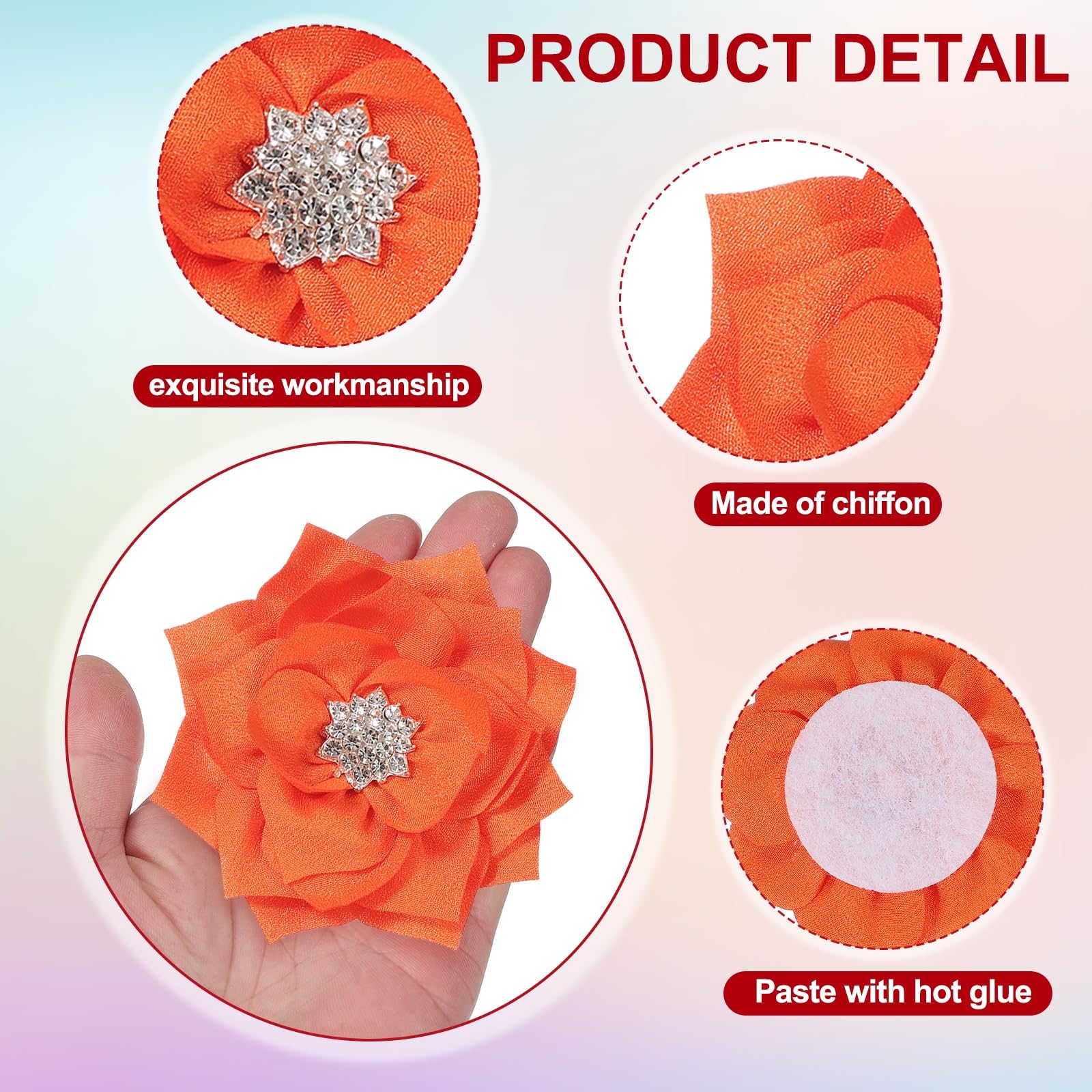 PATIKIL 3 Inch Rhinestone Pearl Chiffon Flower - Image 3