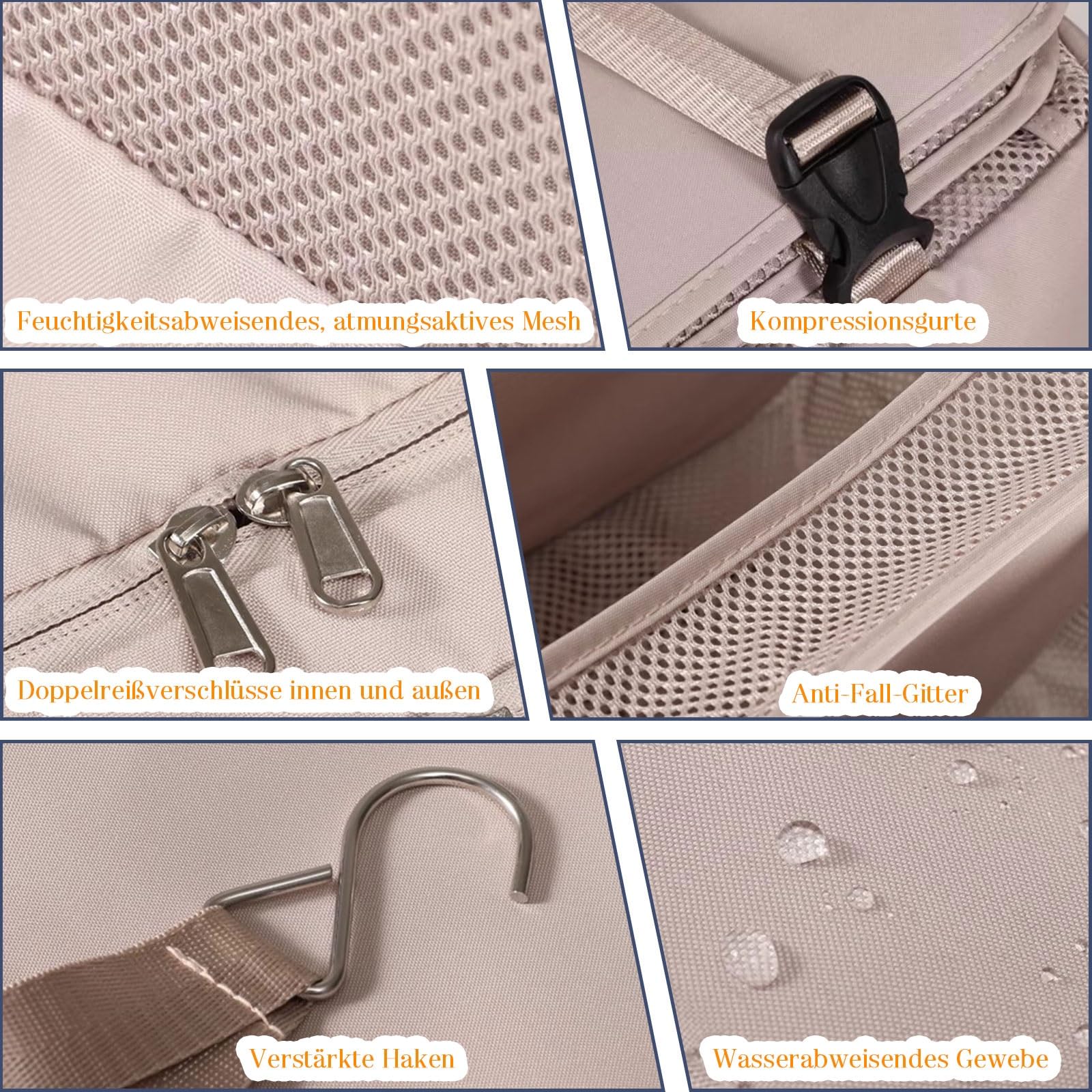 Organisateur Armoire Suspendu Pliable, Étagères De Rangement Penderie en Tissu Oxford avec Poignées, Cadre Acier, Respirant Gain De Place pour Maison, Caravane, Camping(Rot)